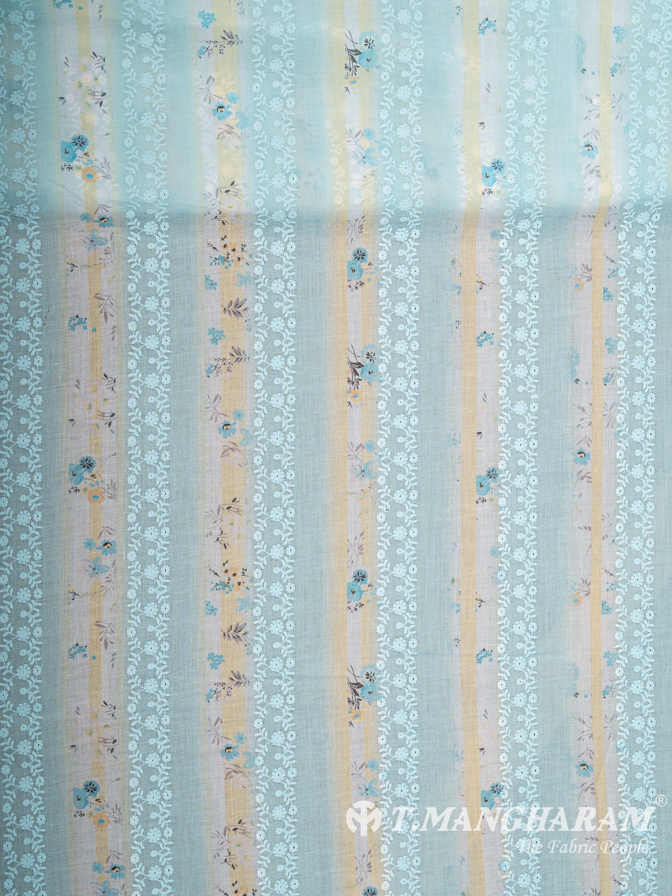 Blue Cotton Embroidery Fabric - EC14435