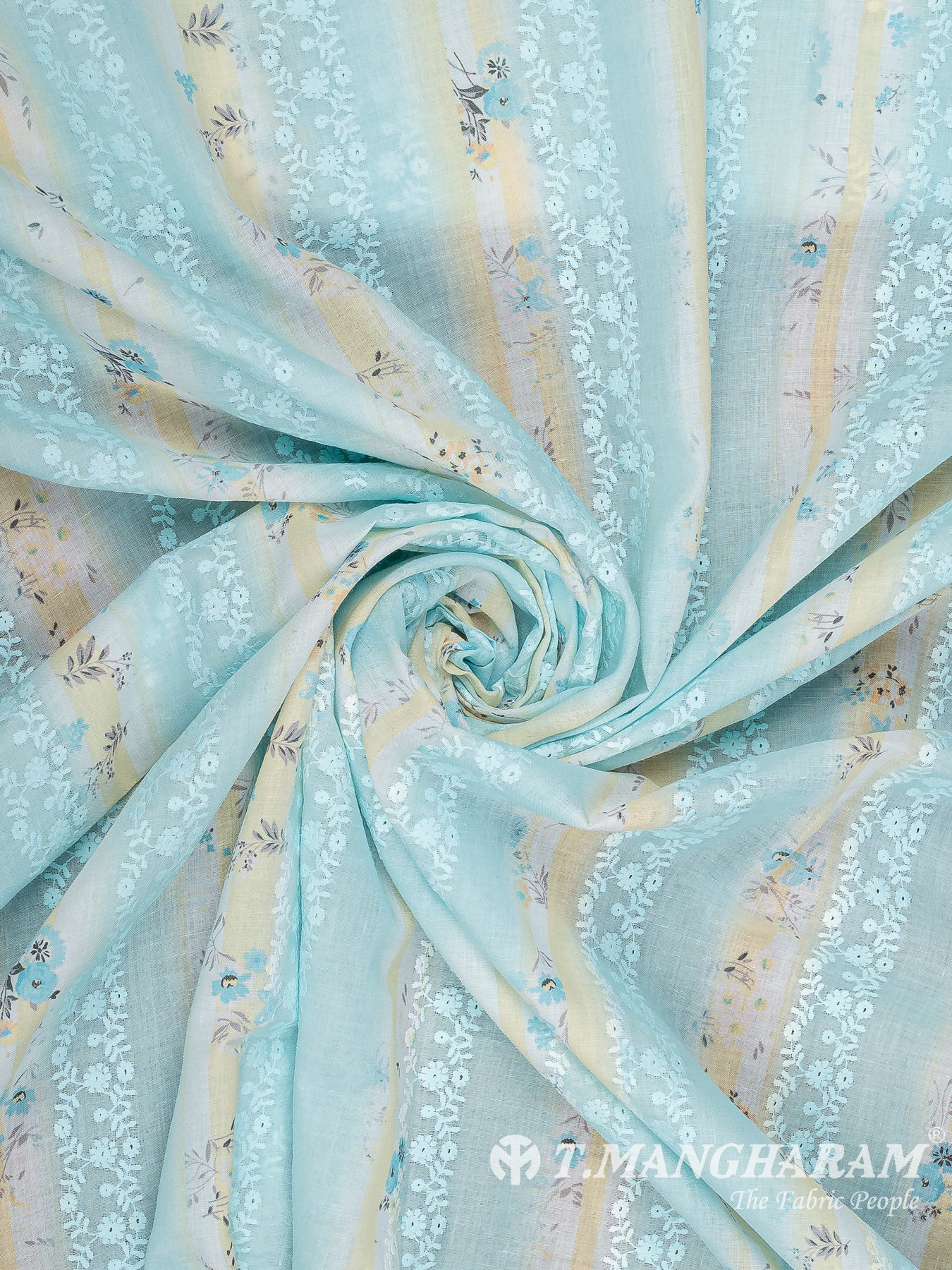 Blue Cotton Embroidery Fabric - EC14435