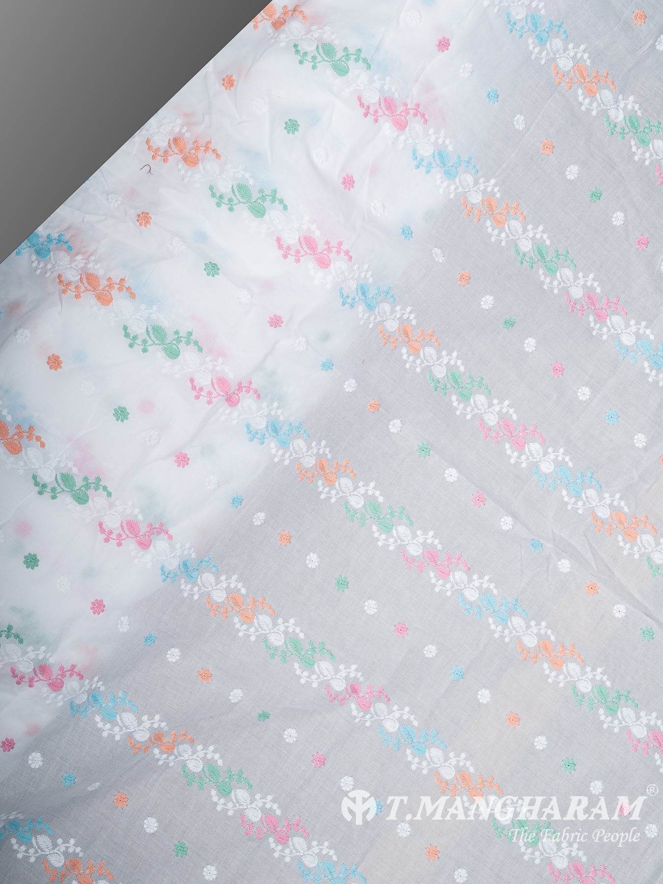 White Cotton Embroidery Fabric - EC14434