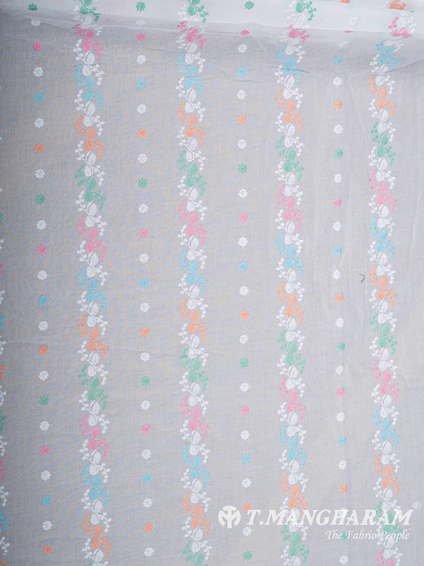 White Cotton Embroidery Fabric - EC14434