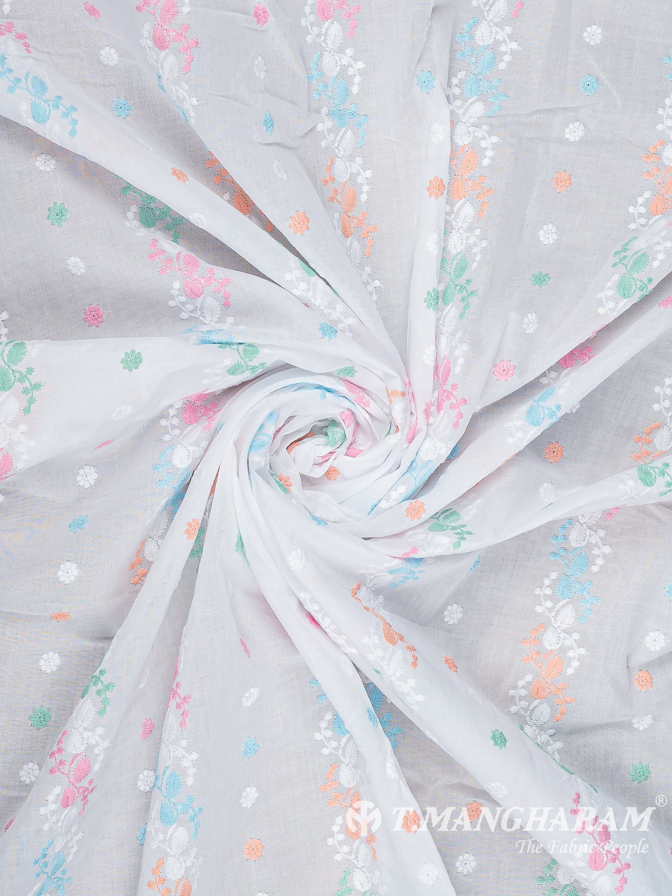 White Cotton Embroidery Fabric - EC14434