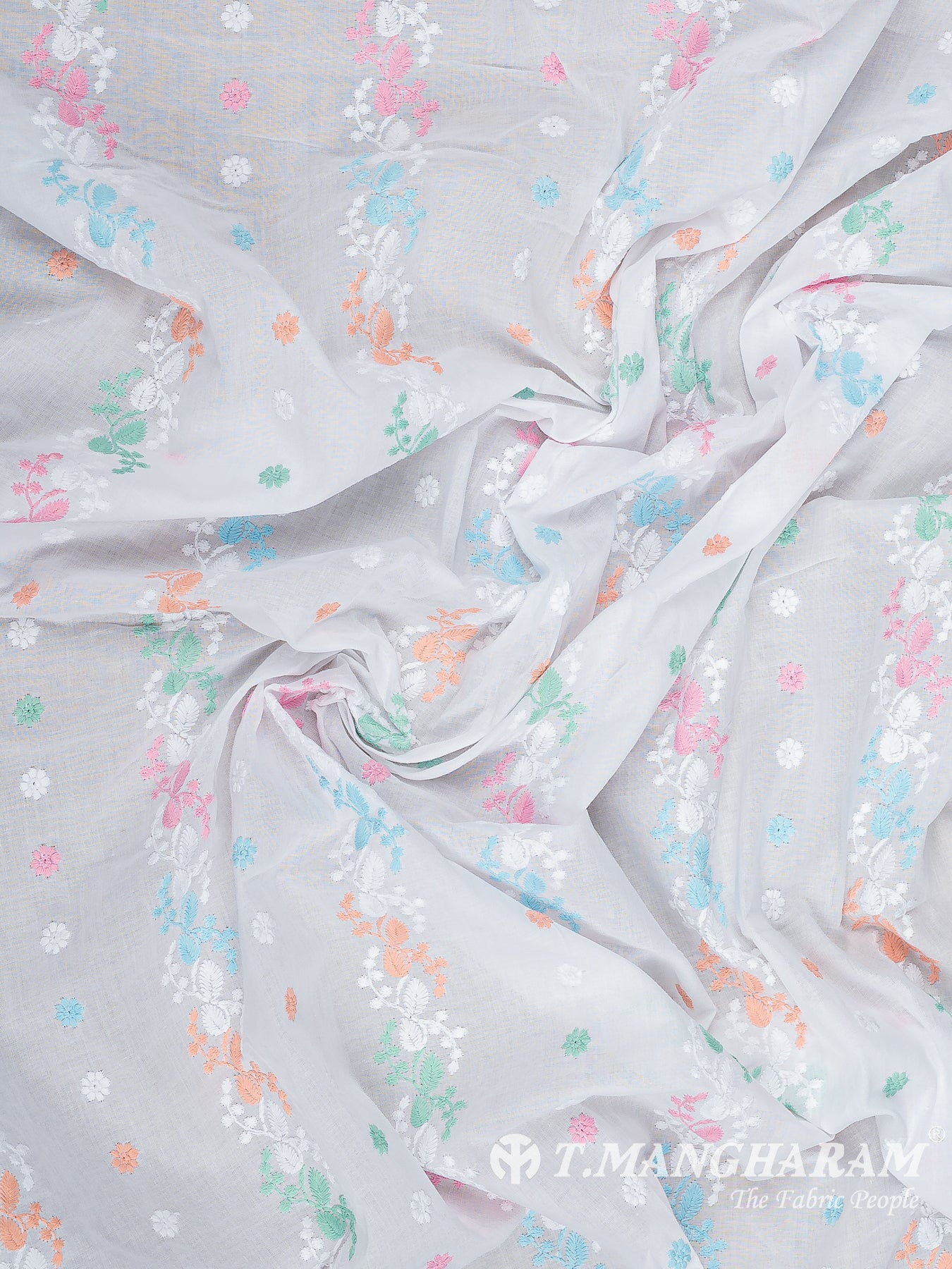 White Cotton Embroidery Fabric - EC14434