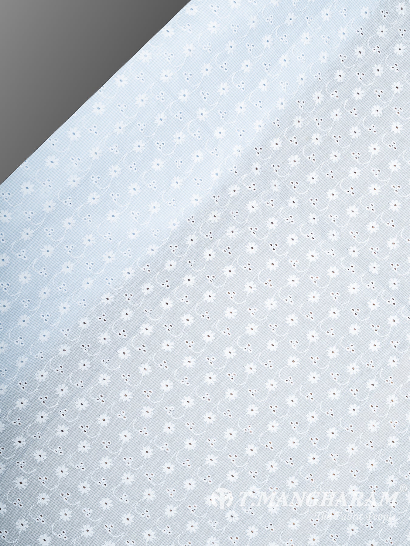 Blue Cotton Embroidery Fabric - EC14489