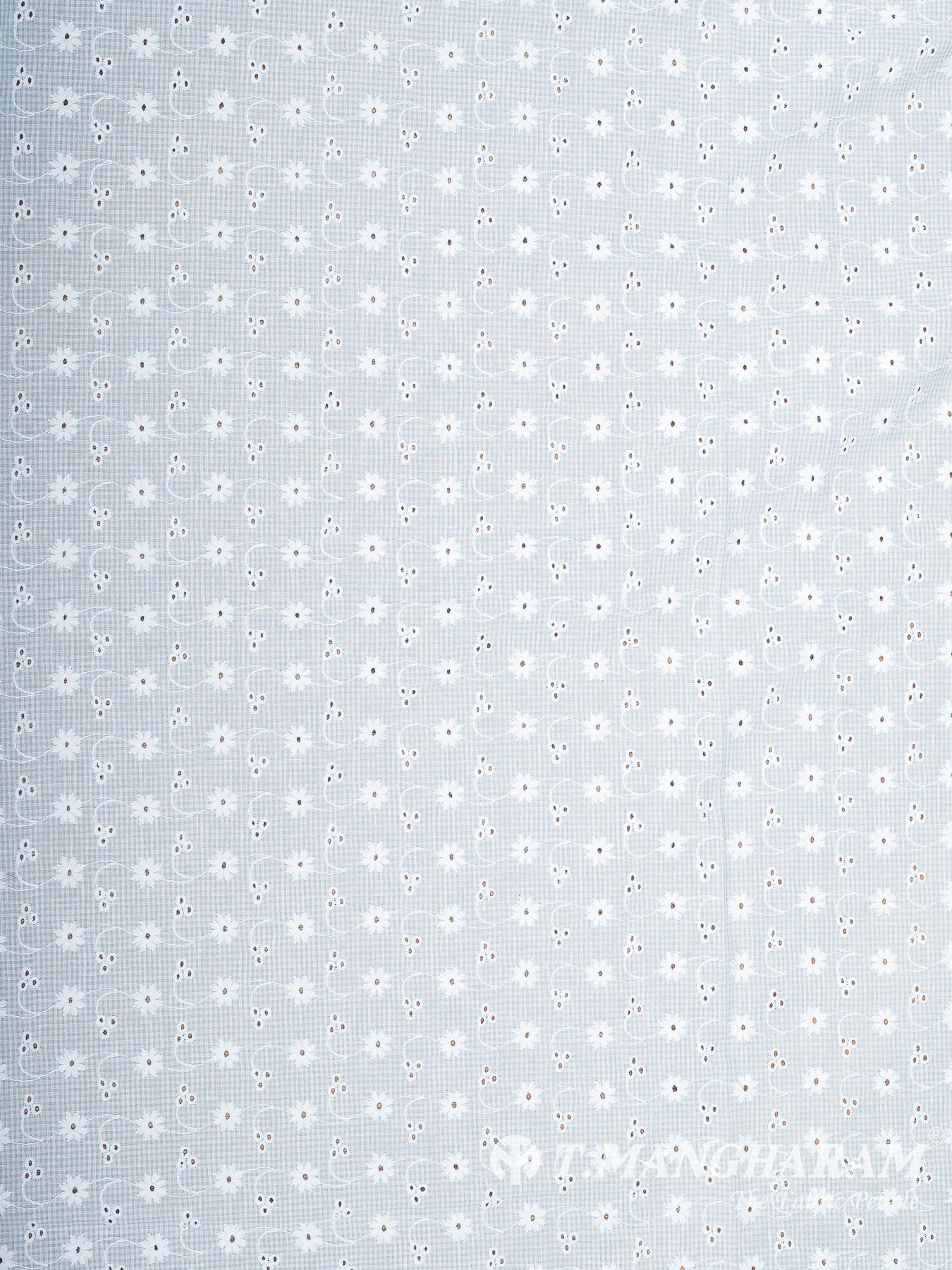 Blue Cotton Embroidery Fabric - EC14489