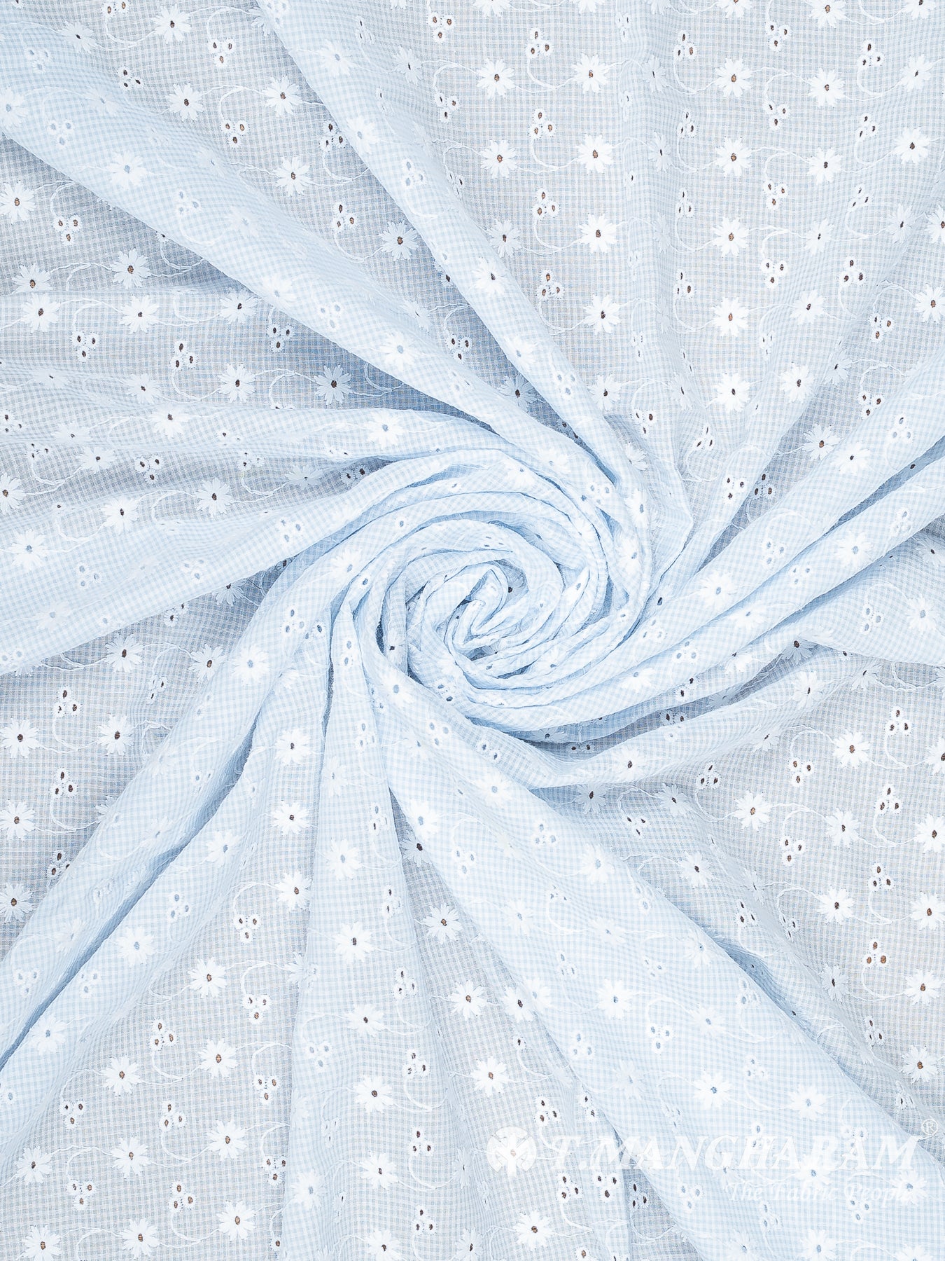 Blue Cotton Embroidery Fabric - EC14489