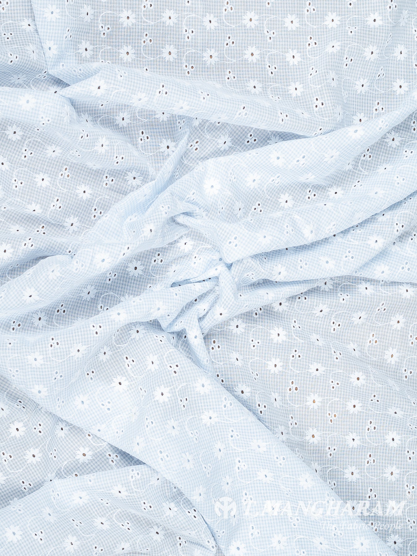 Blue Cotton Embroidery Fabric - EC14489