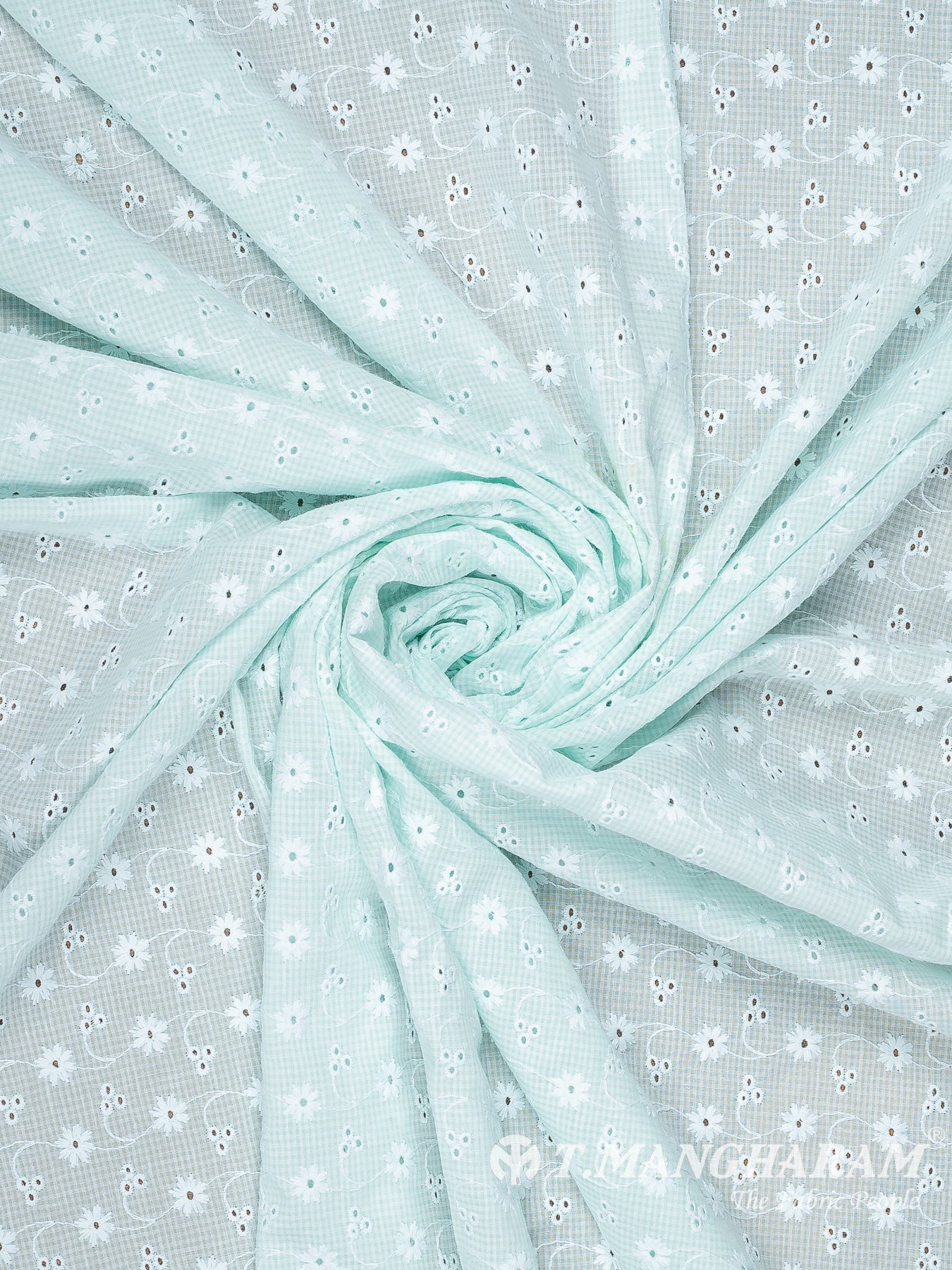 Green Cotton Embroidery Fabric - EC14490