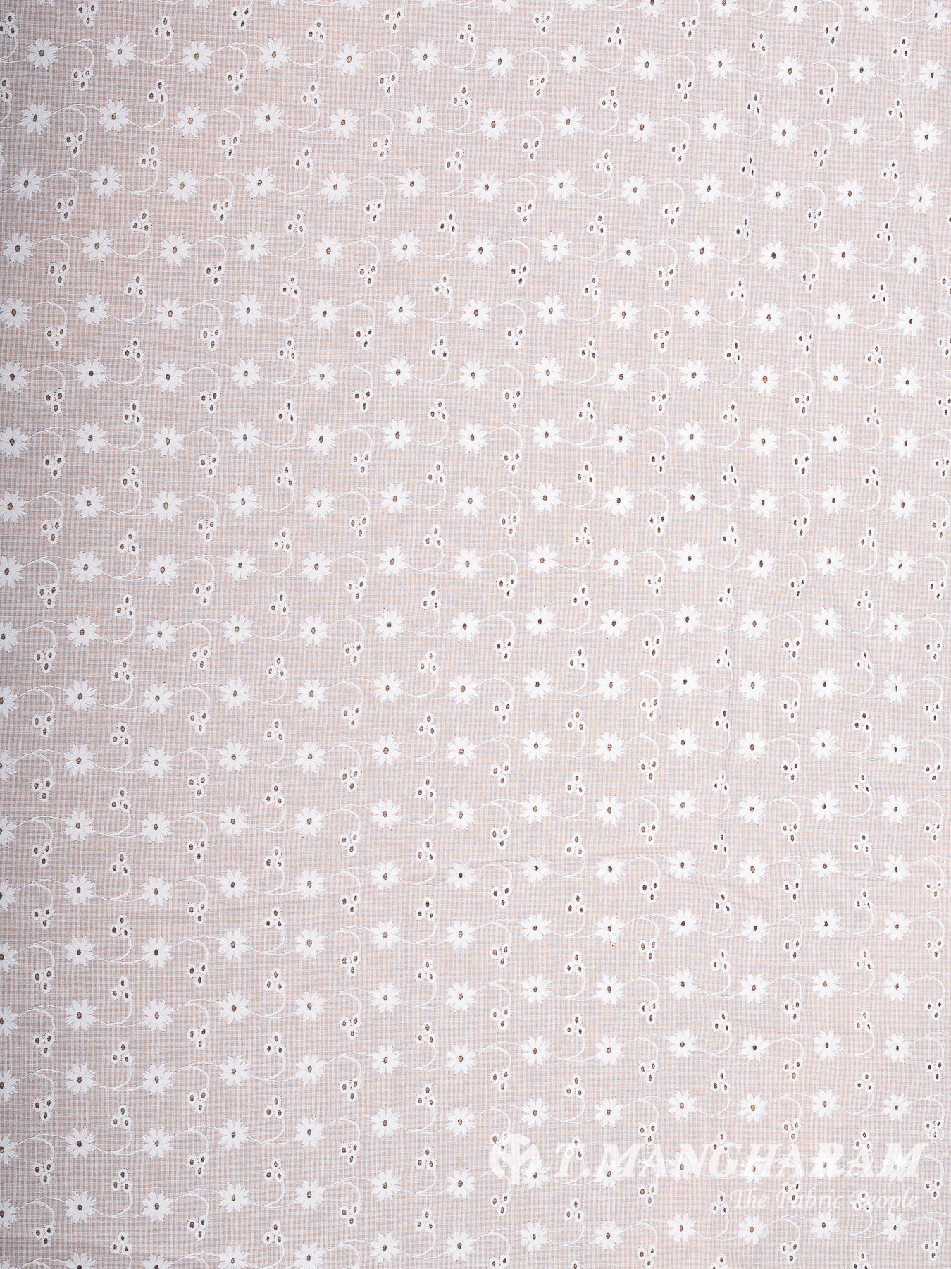 Pink Cotton Embroidery Fabric - EC14491