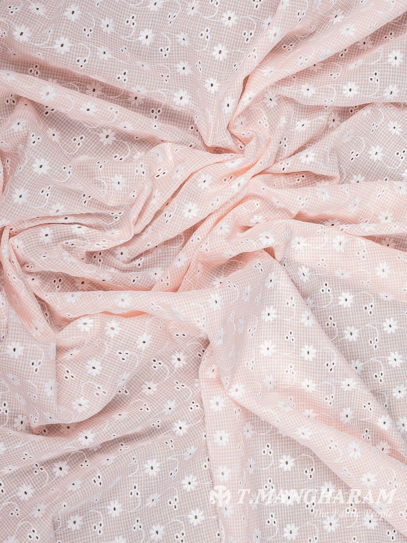 Pink Cotton Embroidery Fabric - EC14491