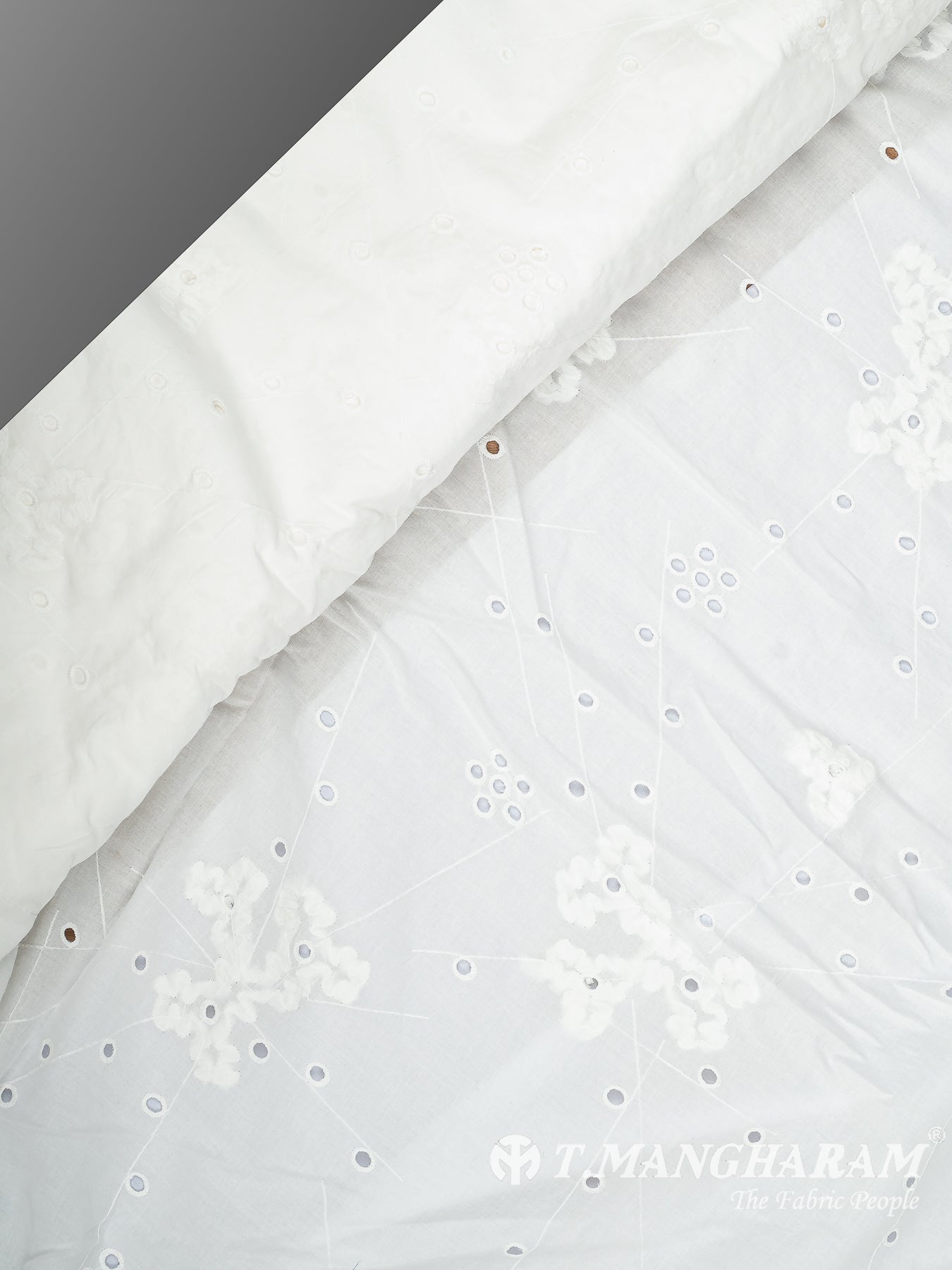 White Cotton Embroidery Fabric - EB6558