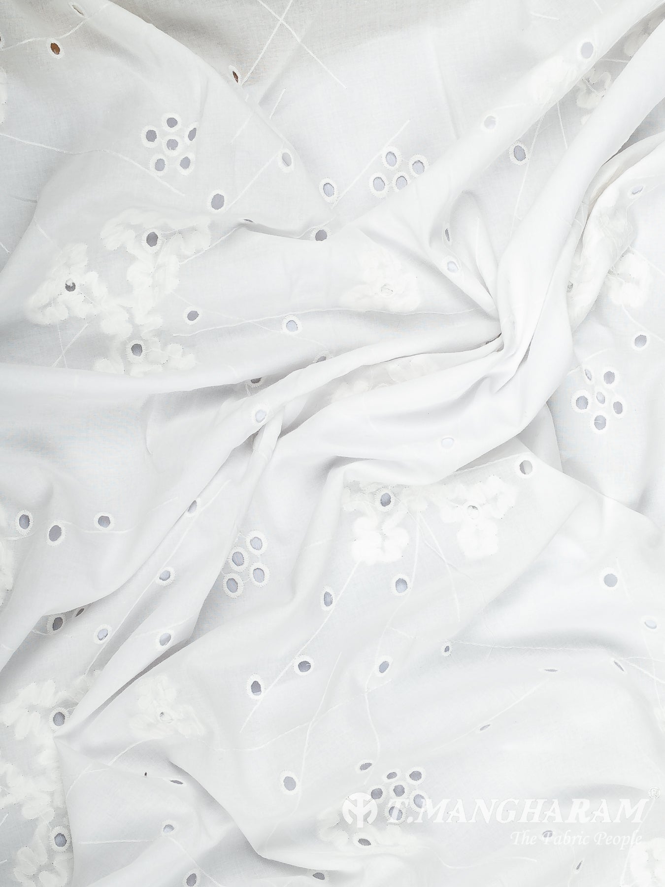 White Cotton Embroidery Fabric - EB6558