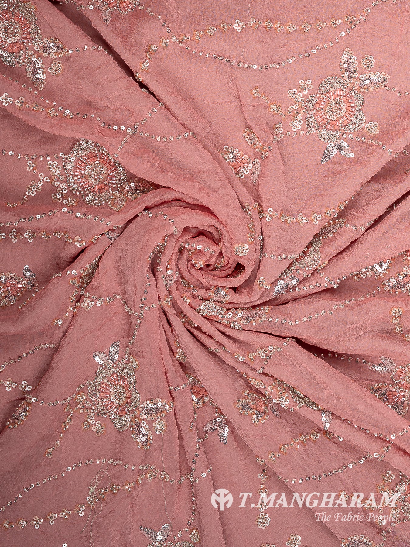 Peach Fancy Net Fabric - EC14208