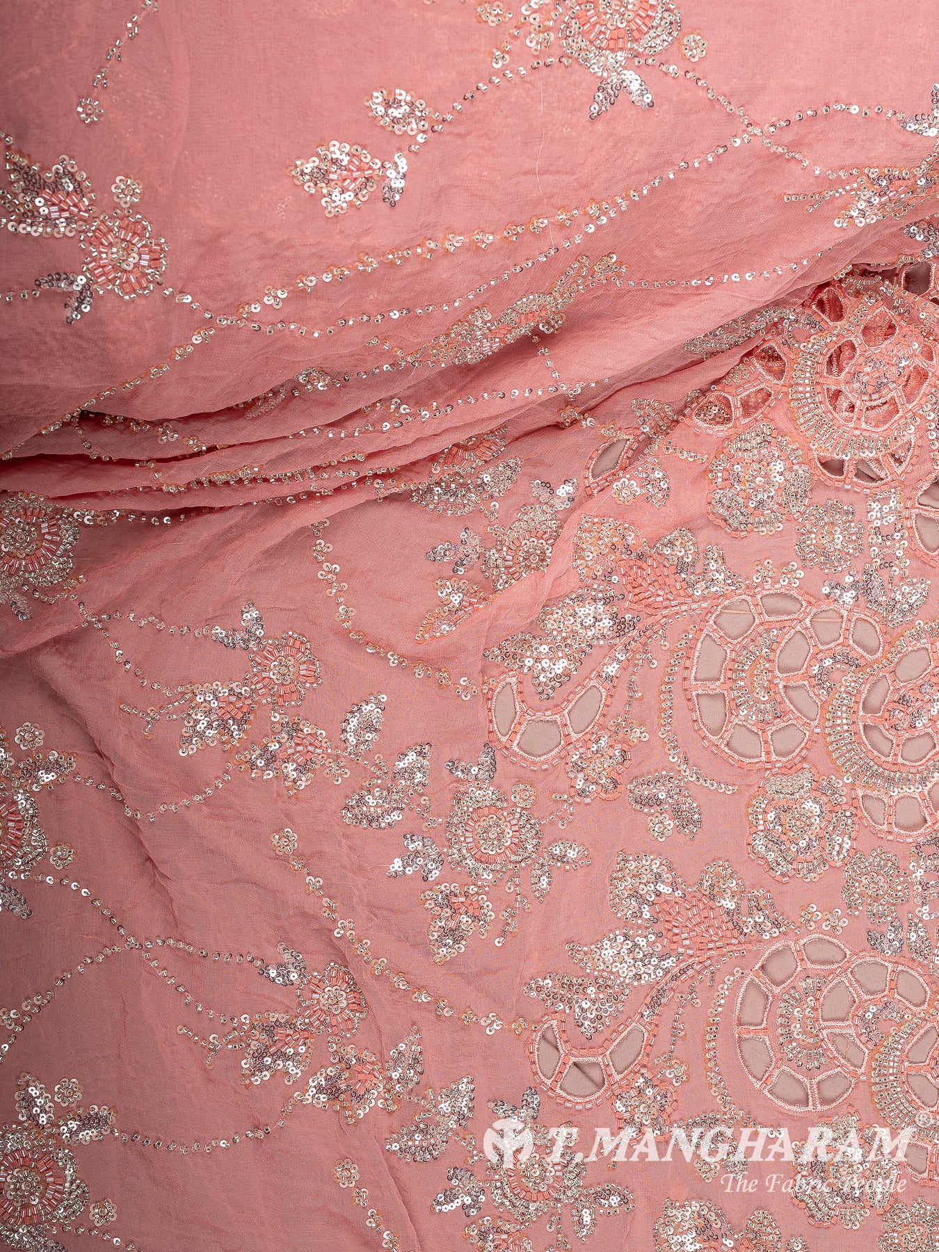 Peach Fancy Net Fabric - EC14208