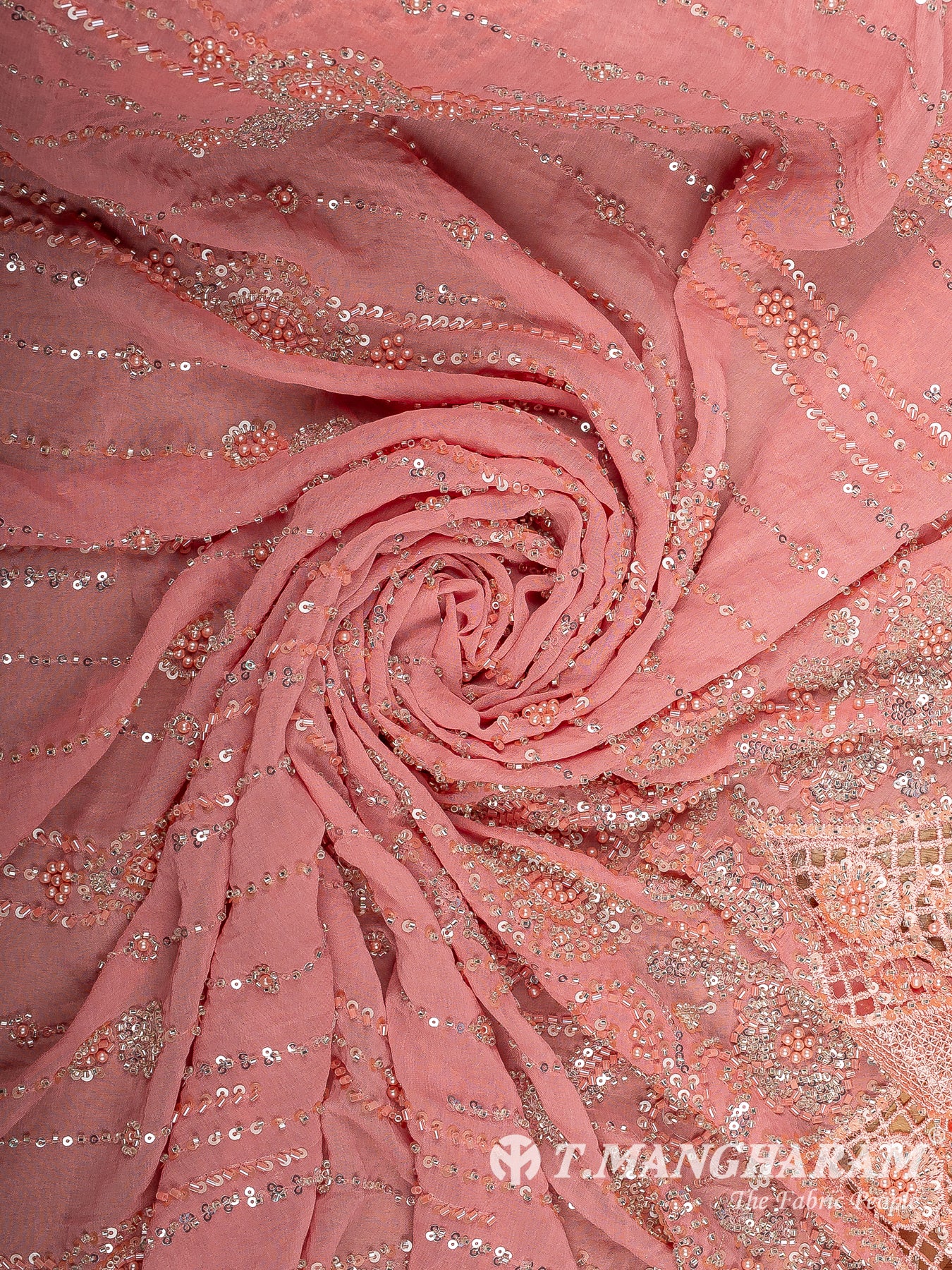 Peach Fancy Net Fabric - EC14195