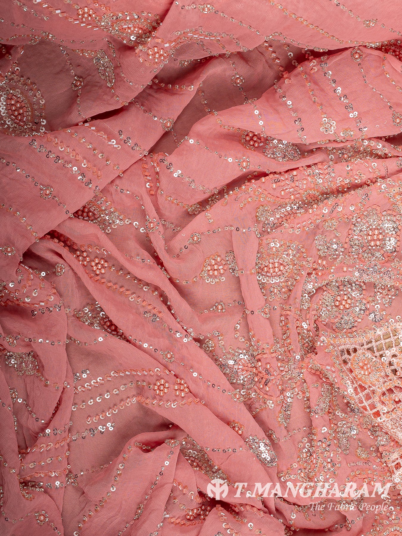 Peach Fancy Net Fabric - EC14195