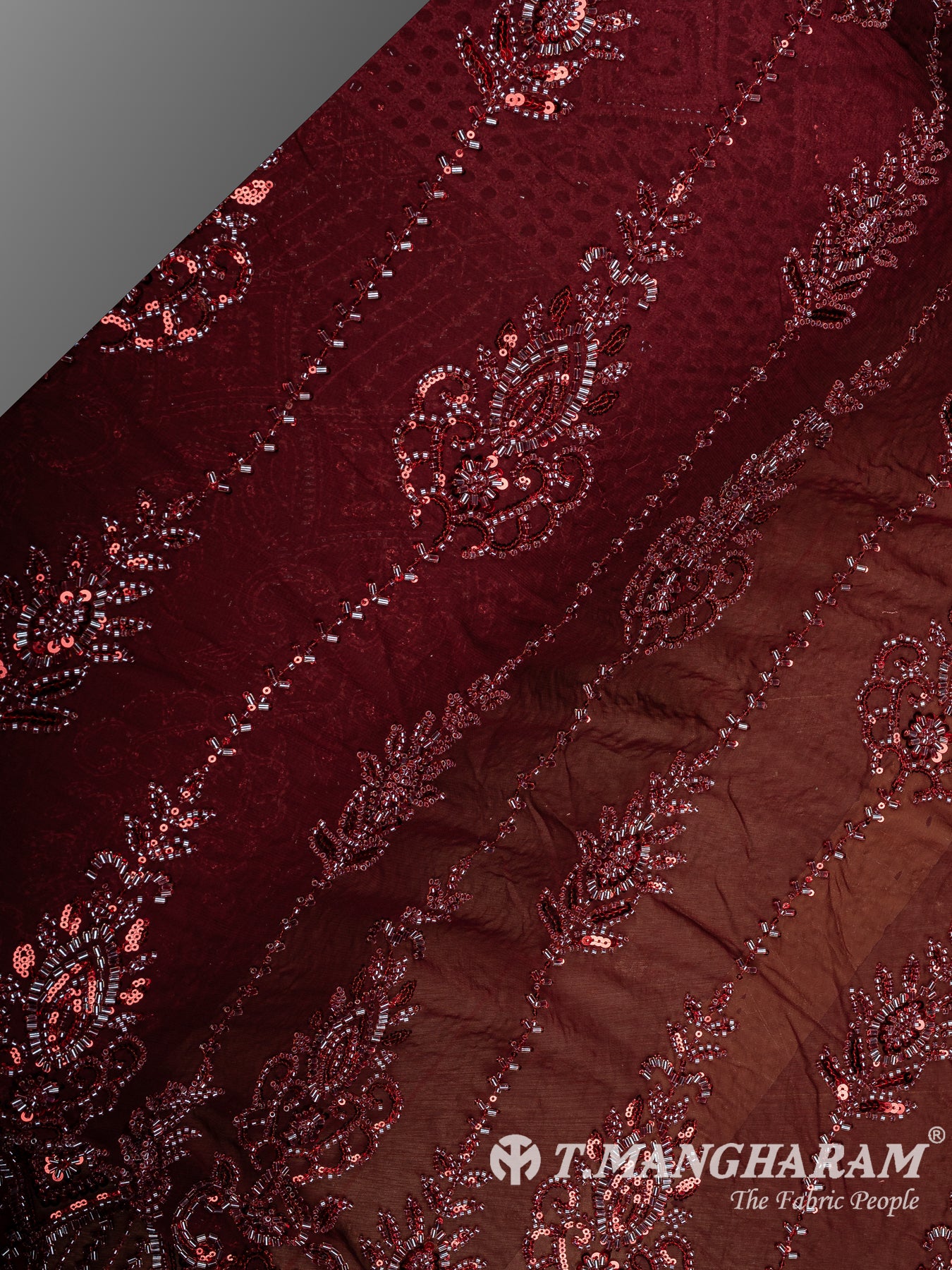 Maroon Fancy Net Fabric - EC14203