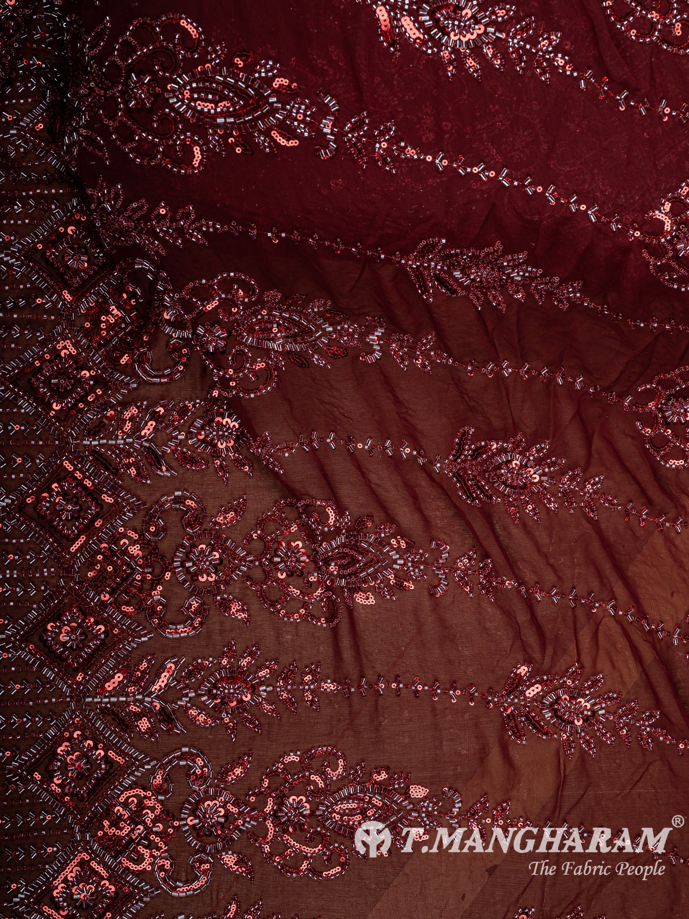 Maroon Fancy Net Fabric - EC14203