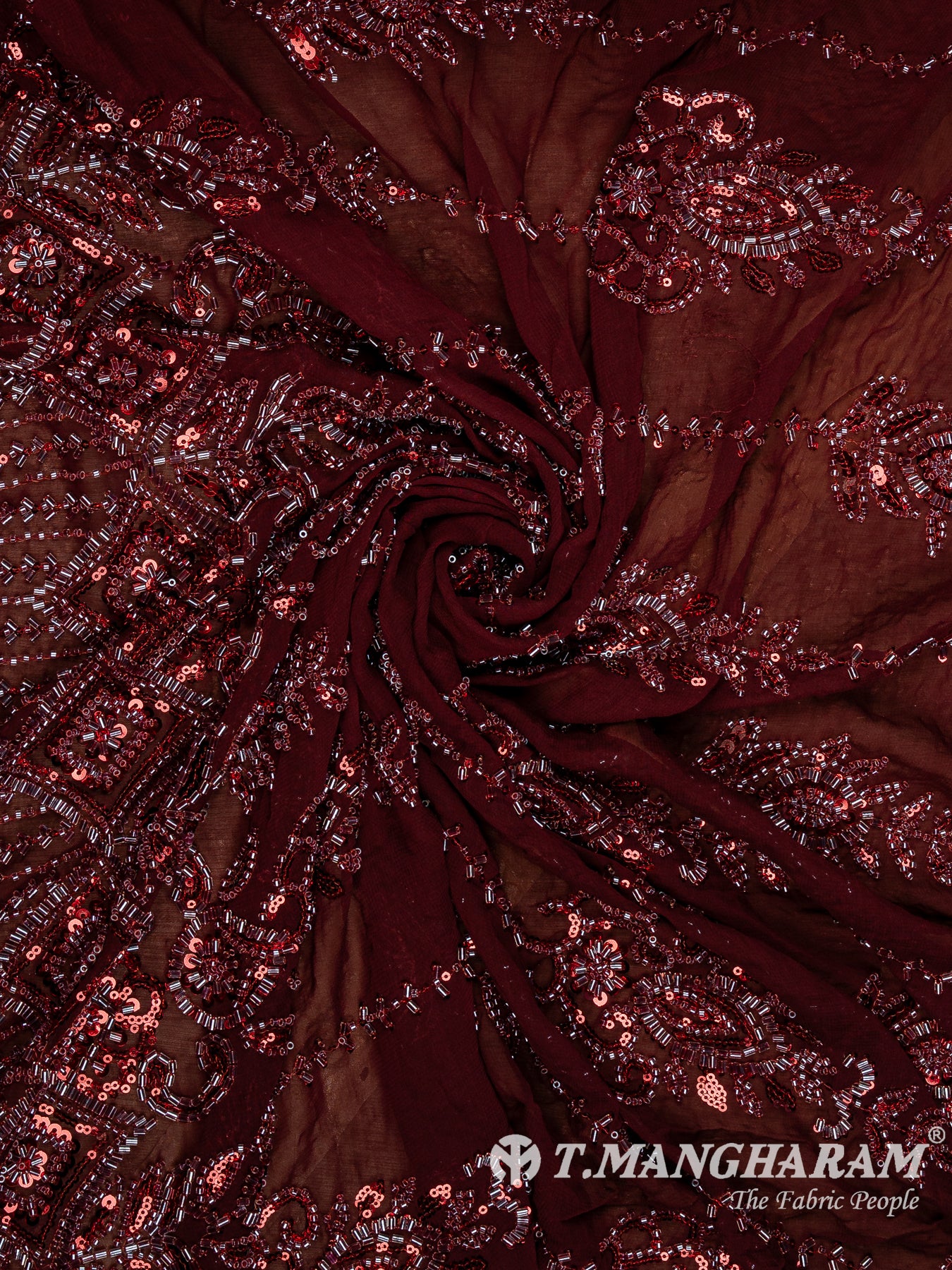 Maroon Fancy Net Fabric - EC14203