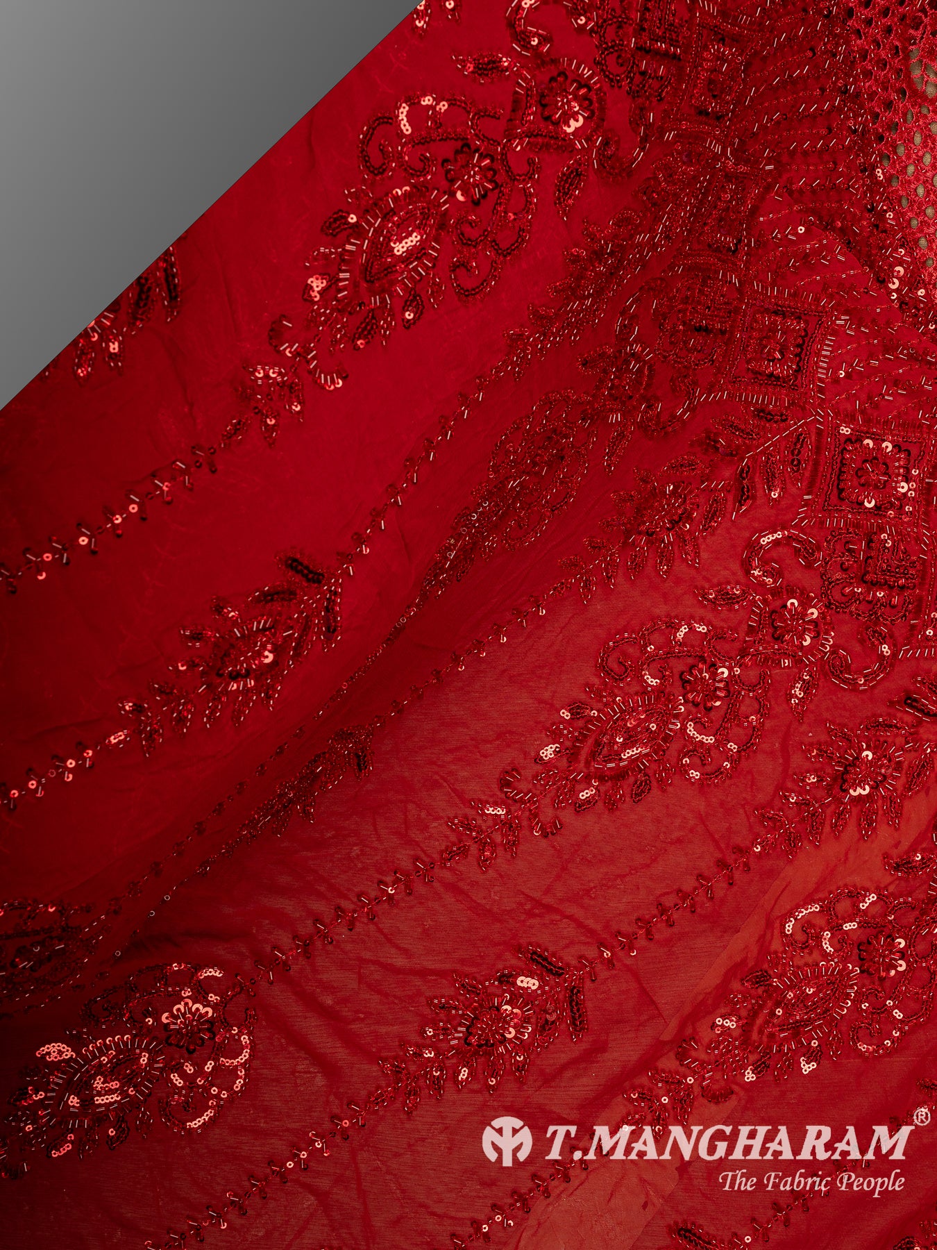 Maroon Fancy Net Fabric - EC14202