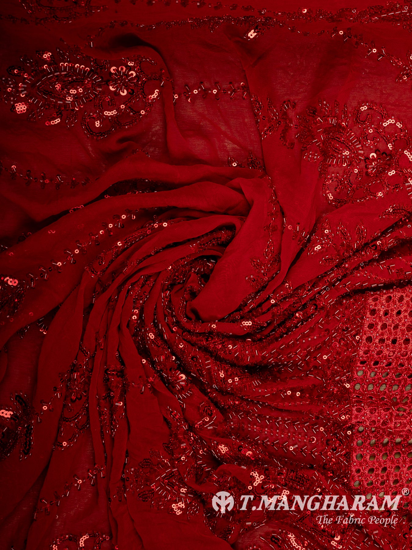 Maroon Fancy Net Fabric - EC14202