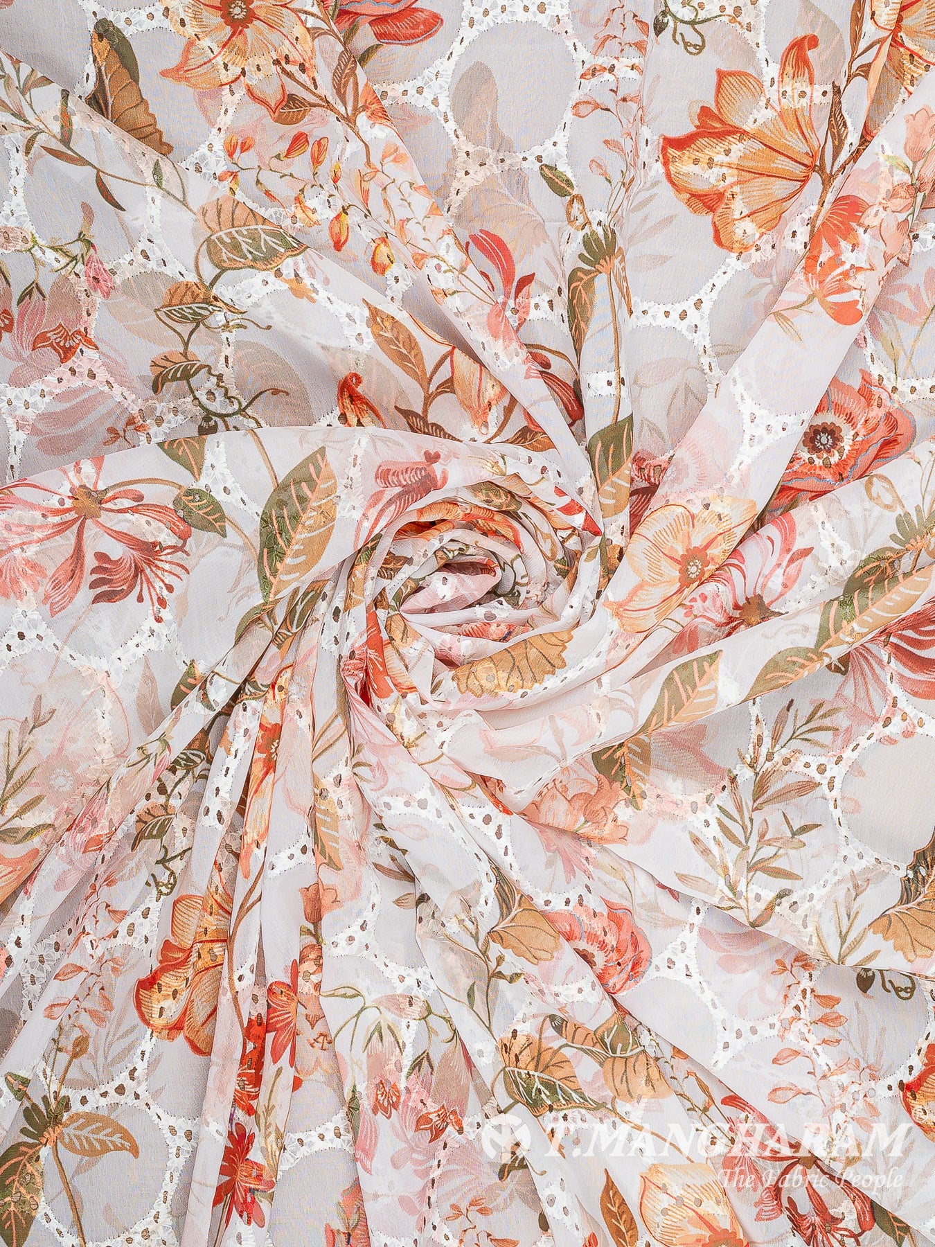 Cream Cotton Embroidery Fabric - EB10682