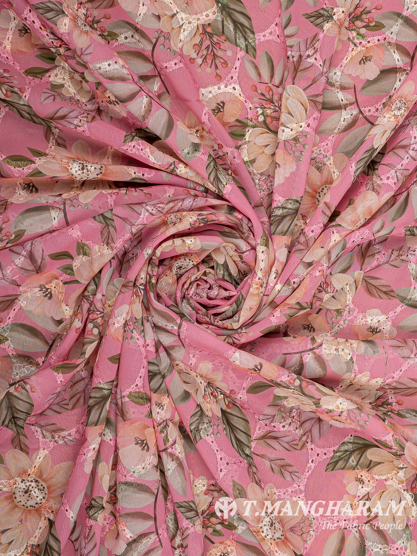 Pink Cotton Embroidery Fabric - EB10690