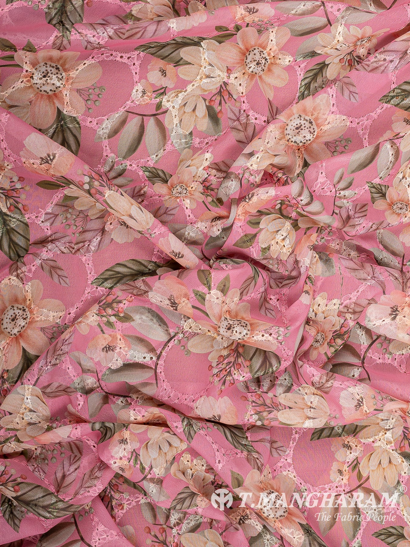 Pink Cotton Embroidery Fabric - EB10690