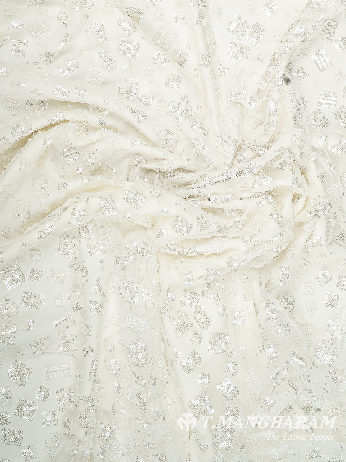 White Fancy Net Fabric - EA3998