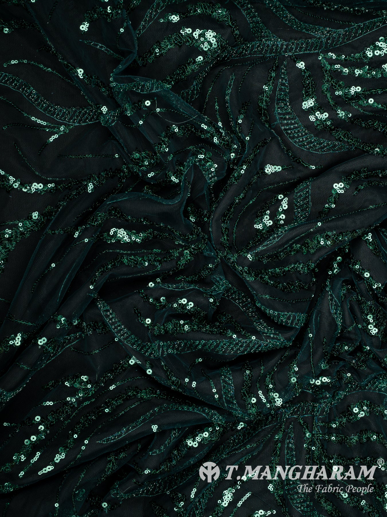Green Sequin Net Fabric - EA4008