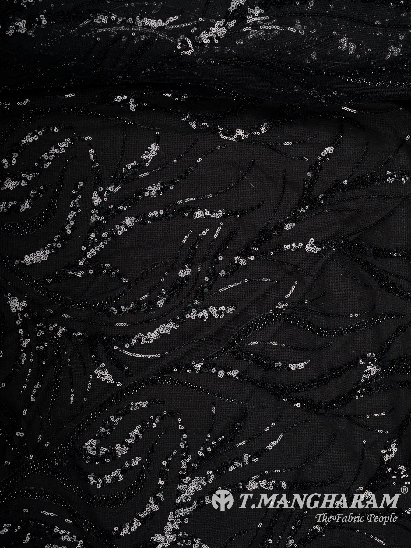 Black Sequin Net Fabric - EA4006