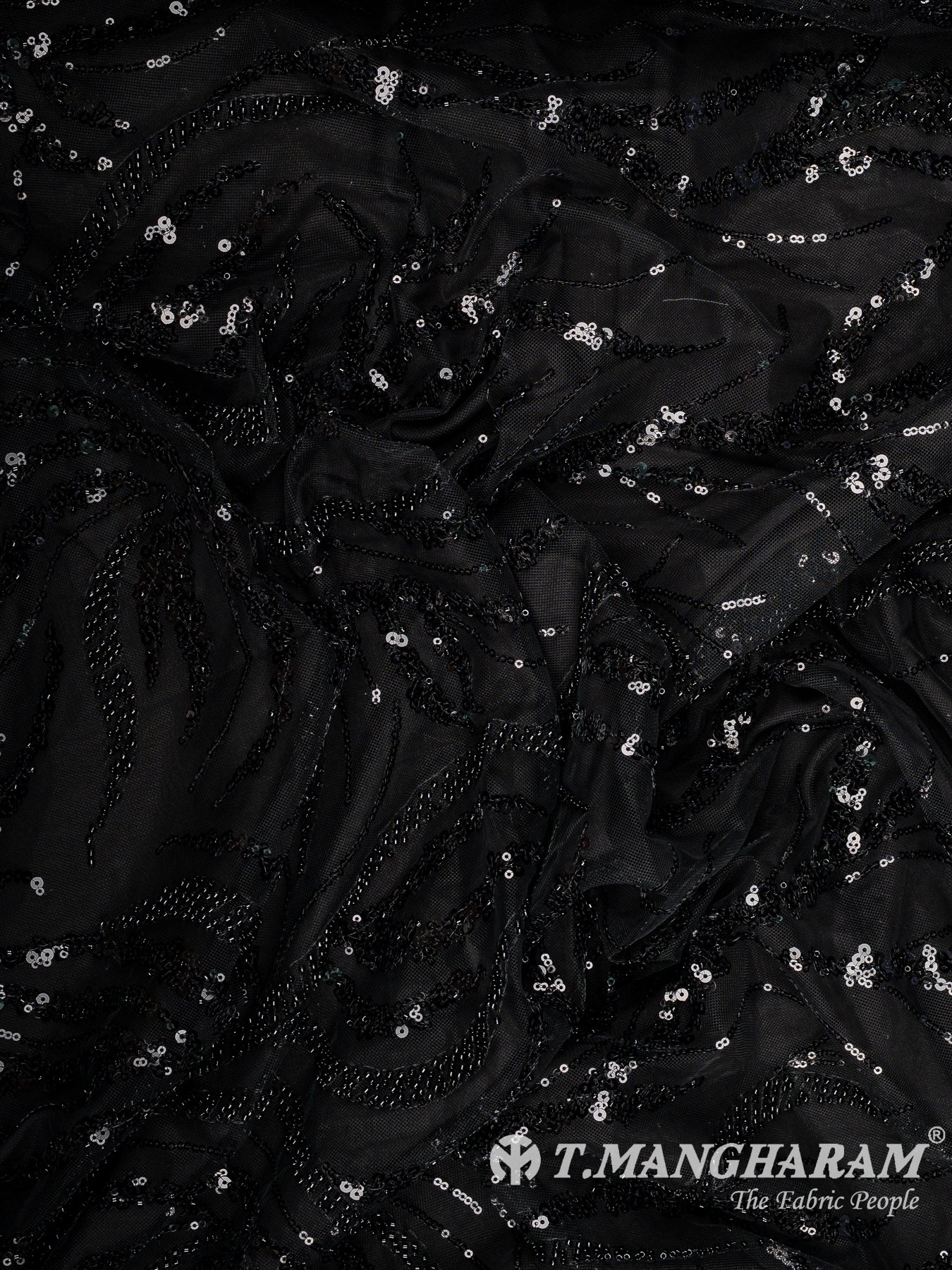 Black Sequin Net Fabric - EA4006