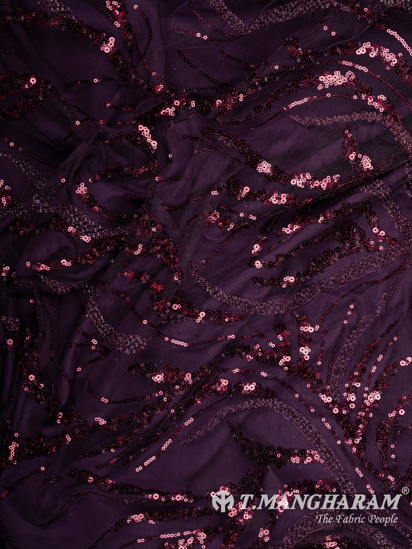 Purple Sequin Net Fabric - EA4007