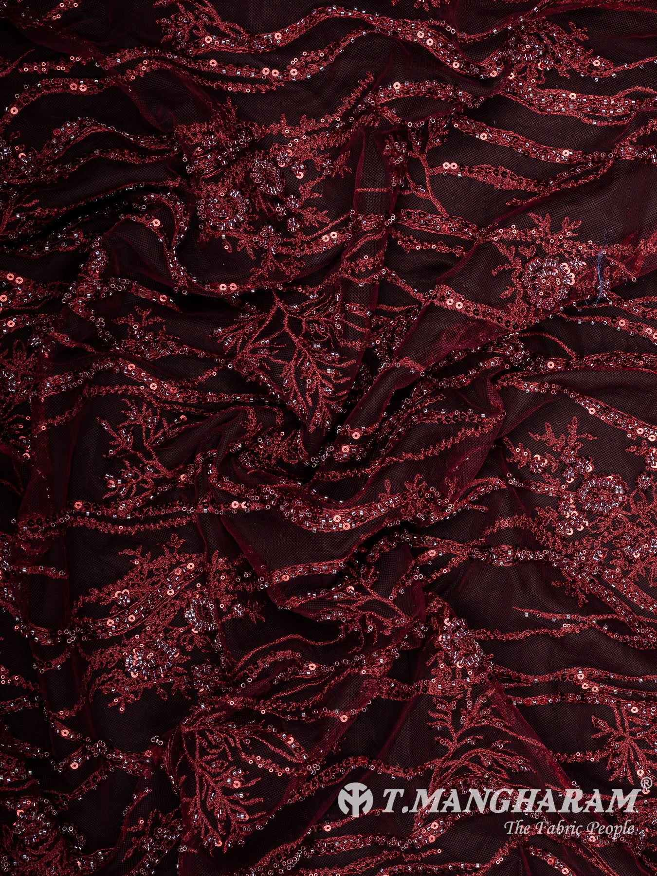 Maroon Fancy Net Fabric - EA4003