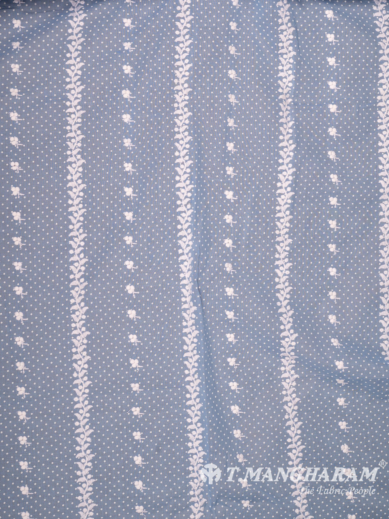 Blue Cotton Embroidery Fabric - EC14911
