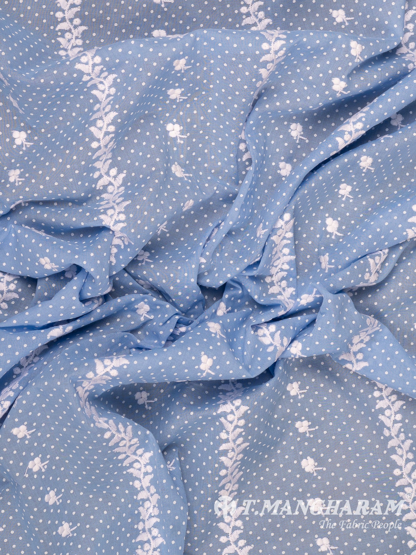 Blue Cotton Embroidery Fabric - EC14911