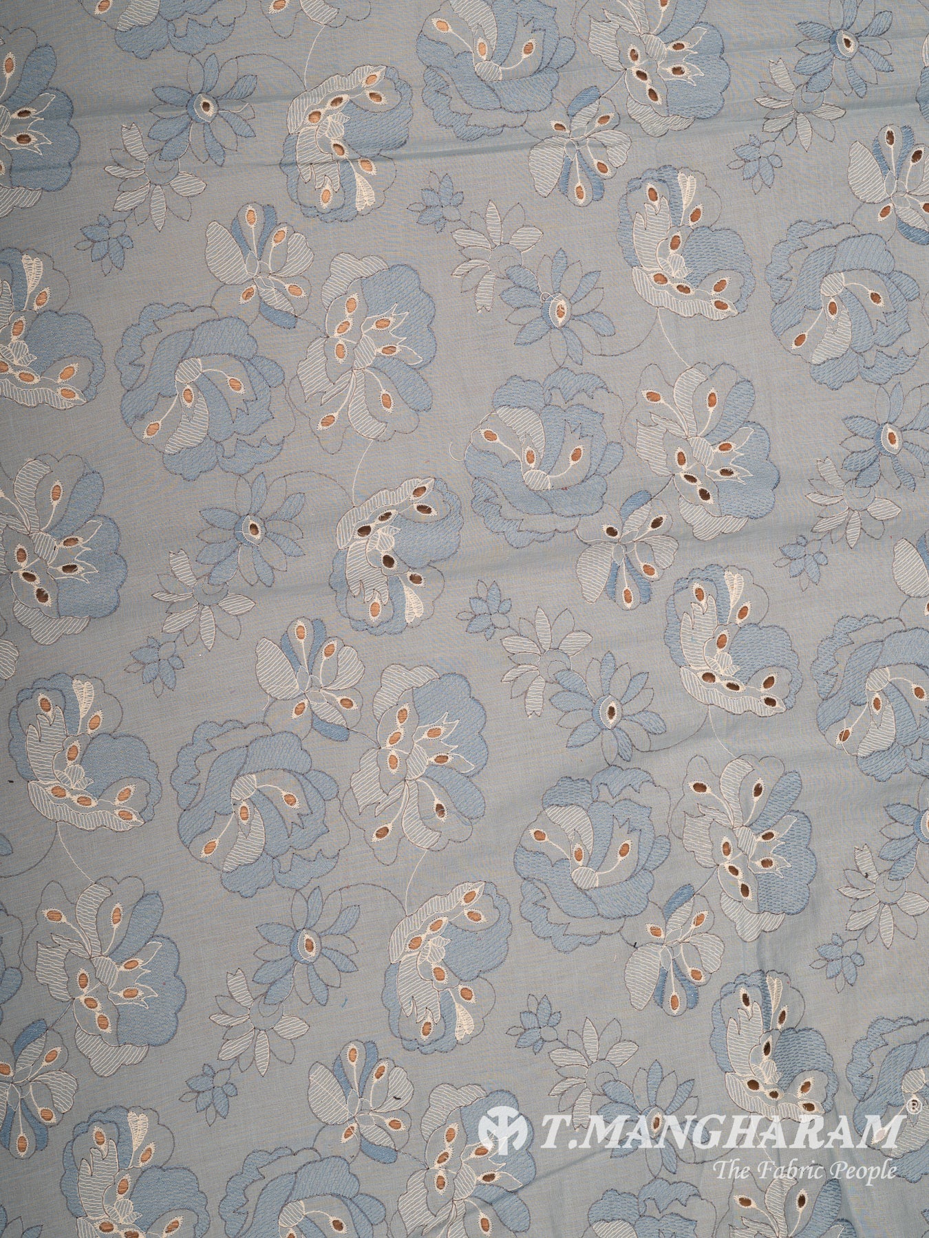 Blue Cotton Embroidery Fabric - EB11139