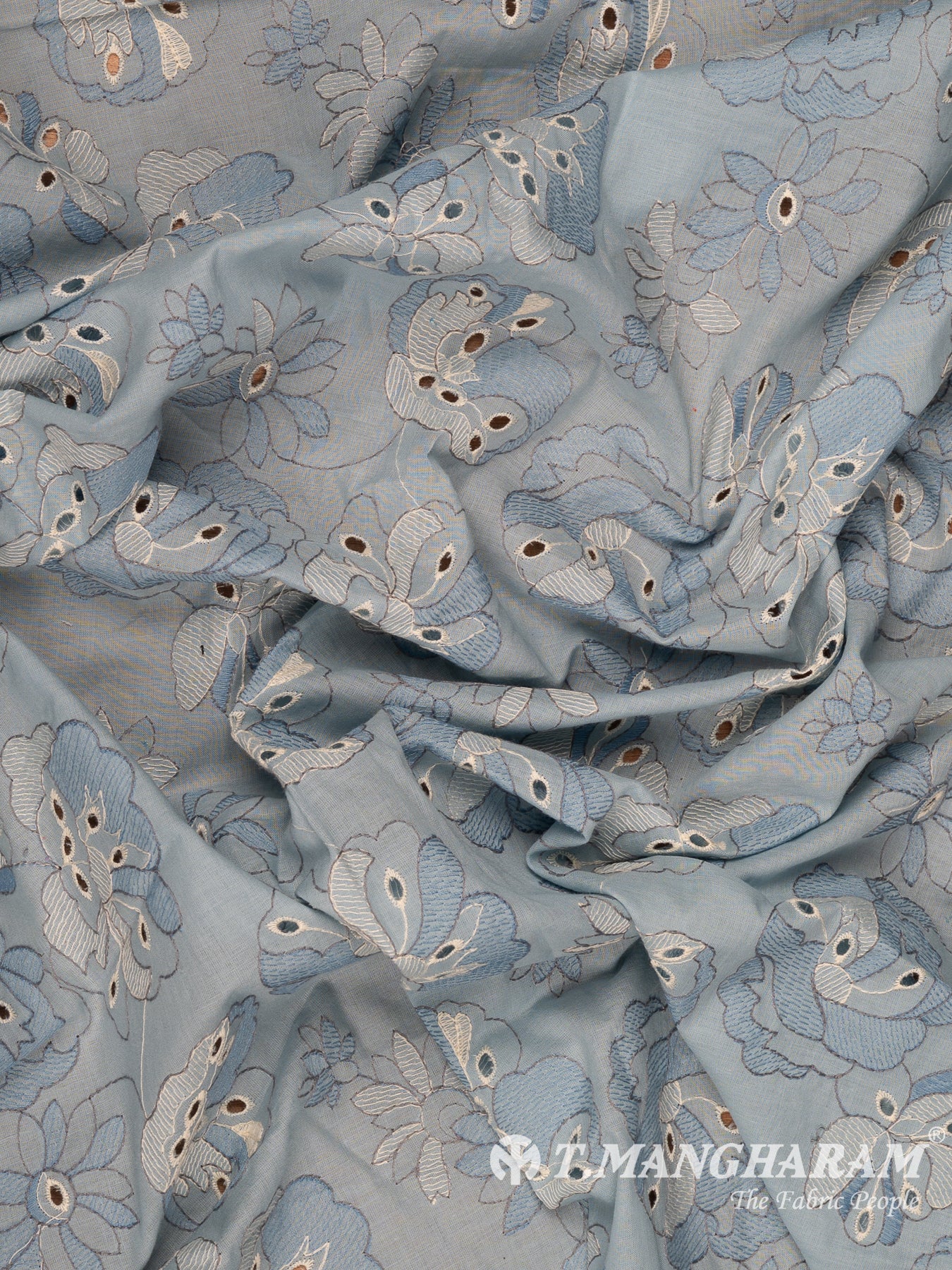 Blue Cotton Embroidery Fabric - EB11139