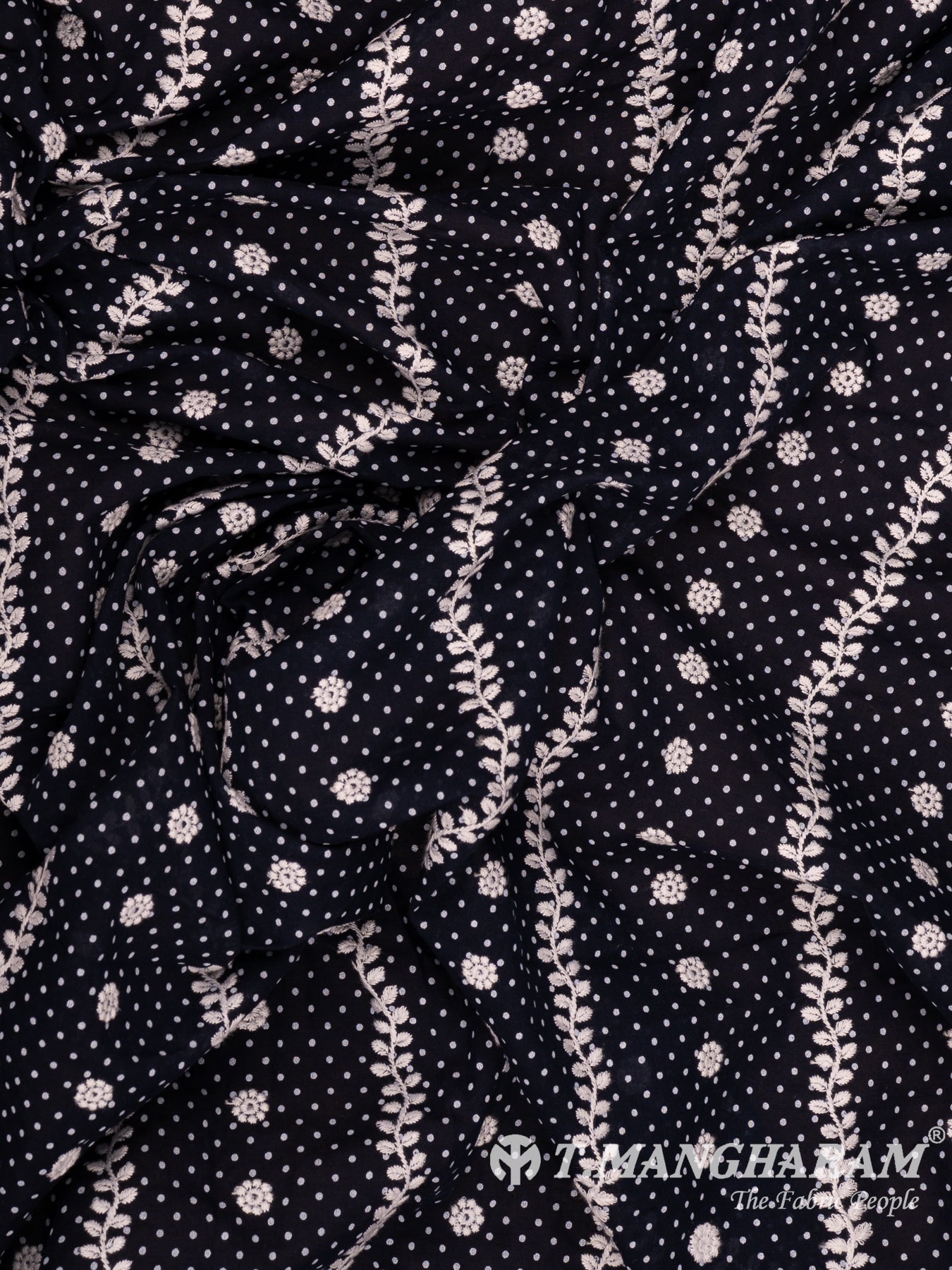 Black Cotton Embroidery Fabric - EC14913