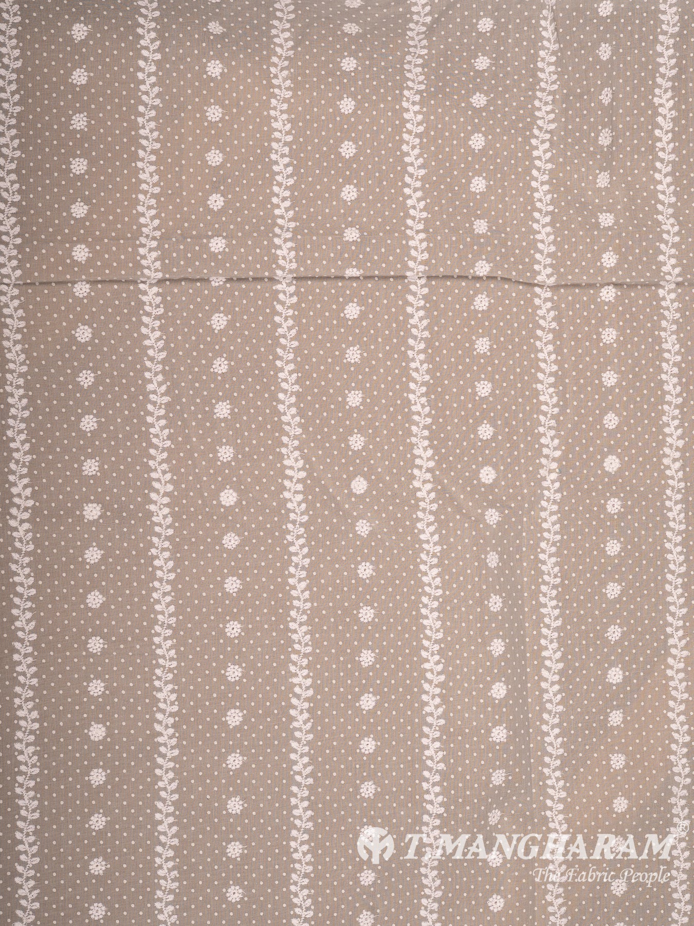 Brown Cotton Embroidery Fabric - EC14912