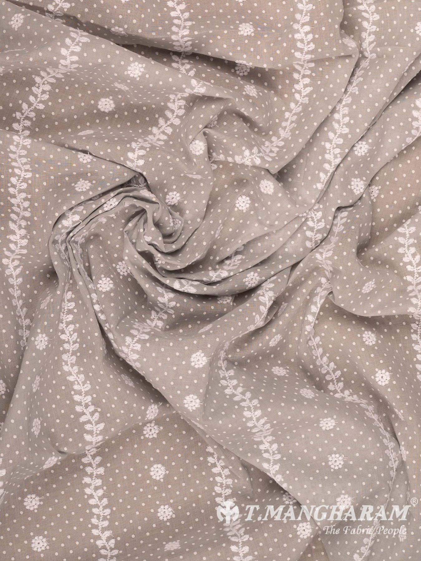 Brown Cotton Embroidery Fabric - EC14912