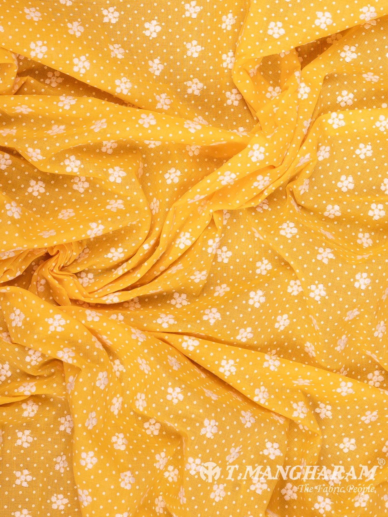 Yellow Cotton Embroidery Fabric - EC14905