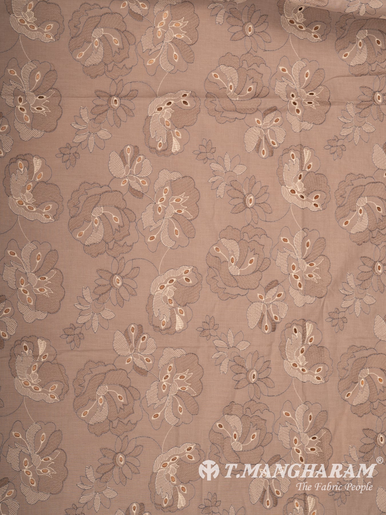 Brown Cotton Embroidery Fabric - EB11141