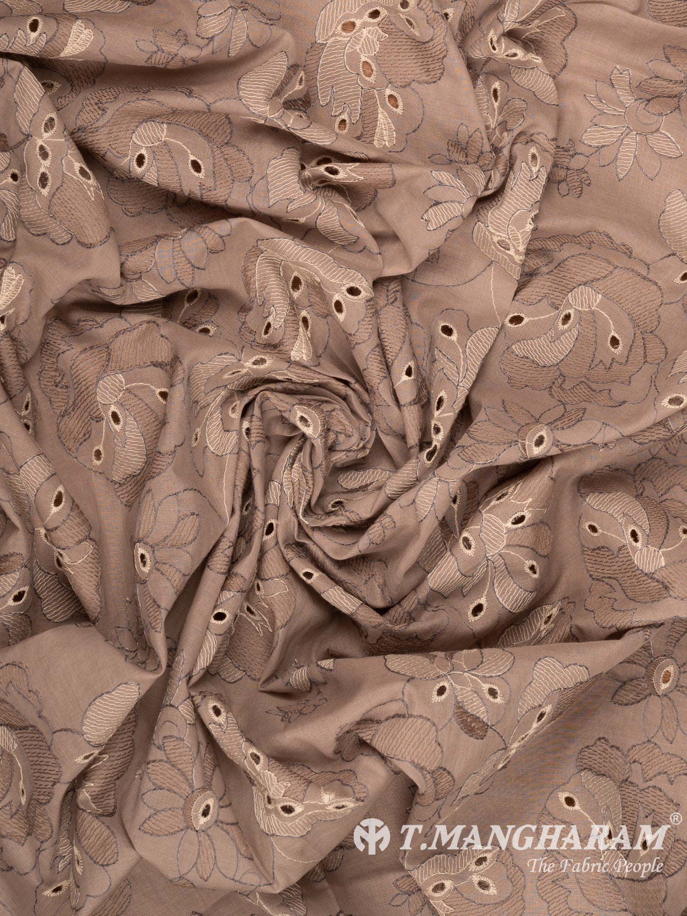 Brown Cotton Embroidery Fabric - EB11141
