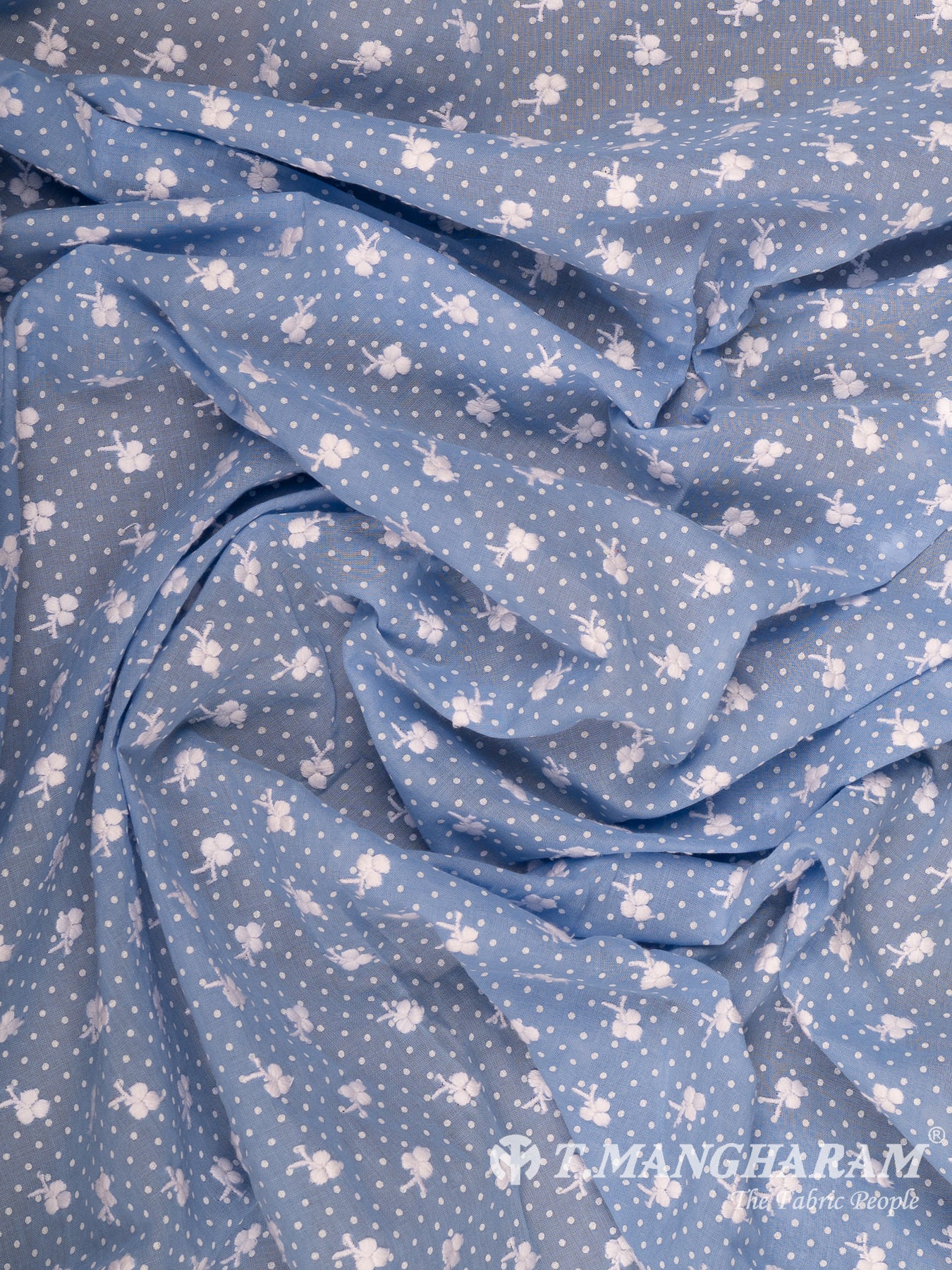 Blue Cotton Embroidery Fabric - EC14904