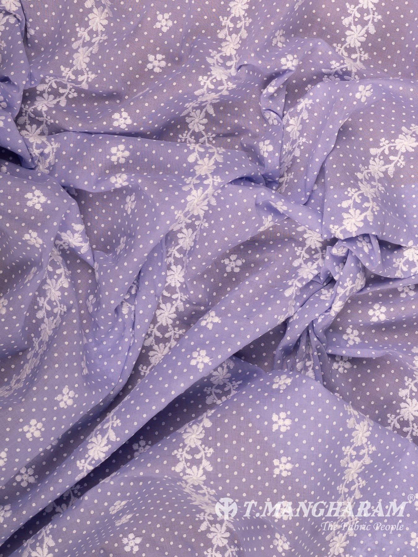 Violet Cotton Embroidery Fabric - EC14910