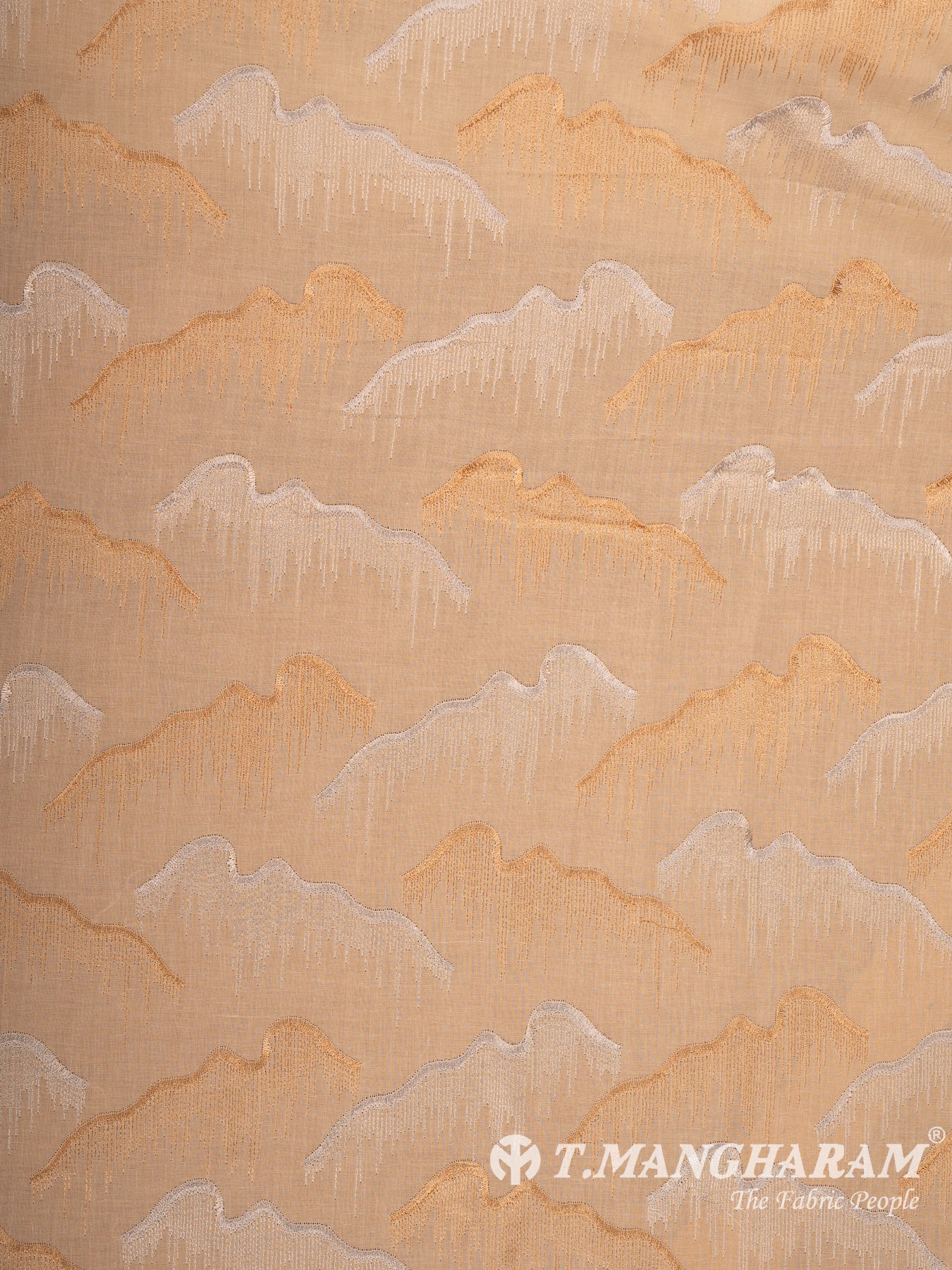 Beige Cotton Embroidery Fabric - EC14984