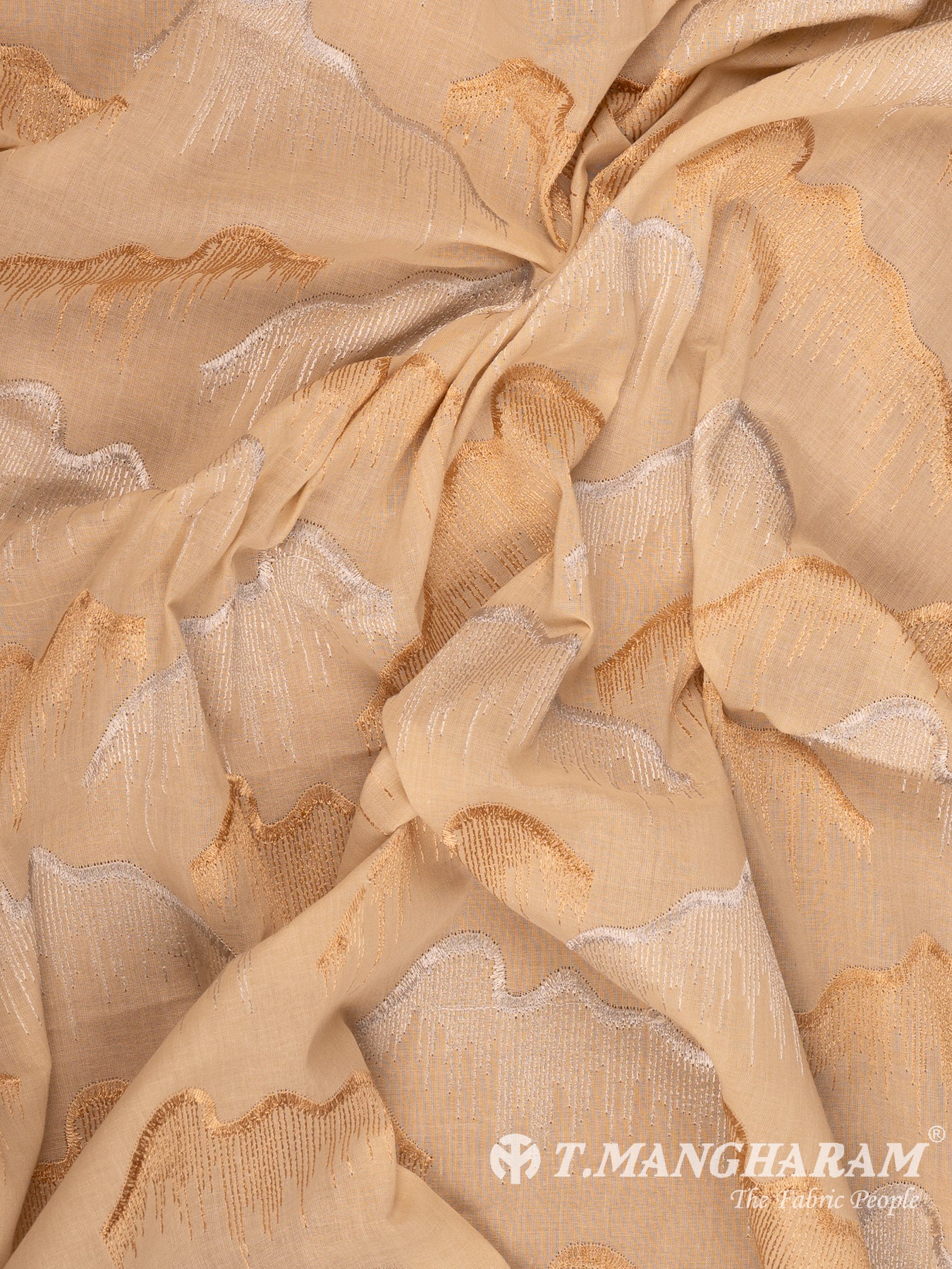 Beige Cotton Embroidery Fabric - EC14984