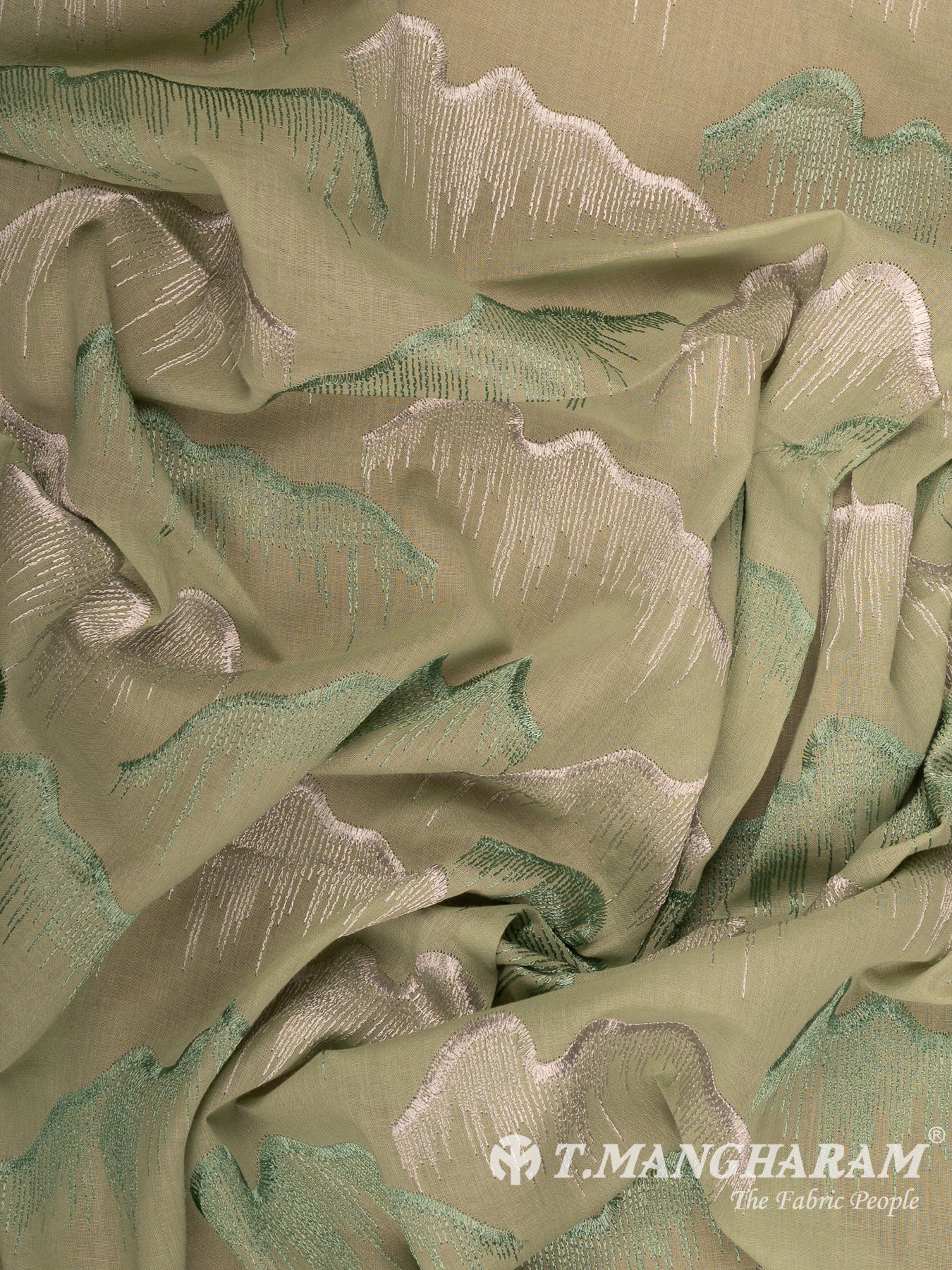 Green Cotton Embroidery Fabric - EC14983