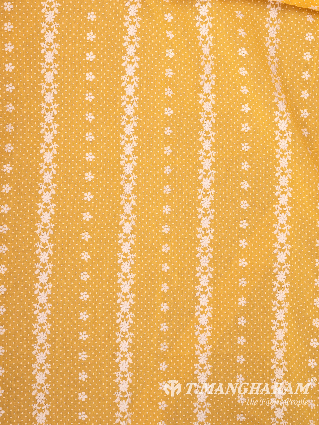 Yellow Cotton Embroidery Fabric - EC14909