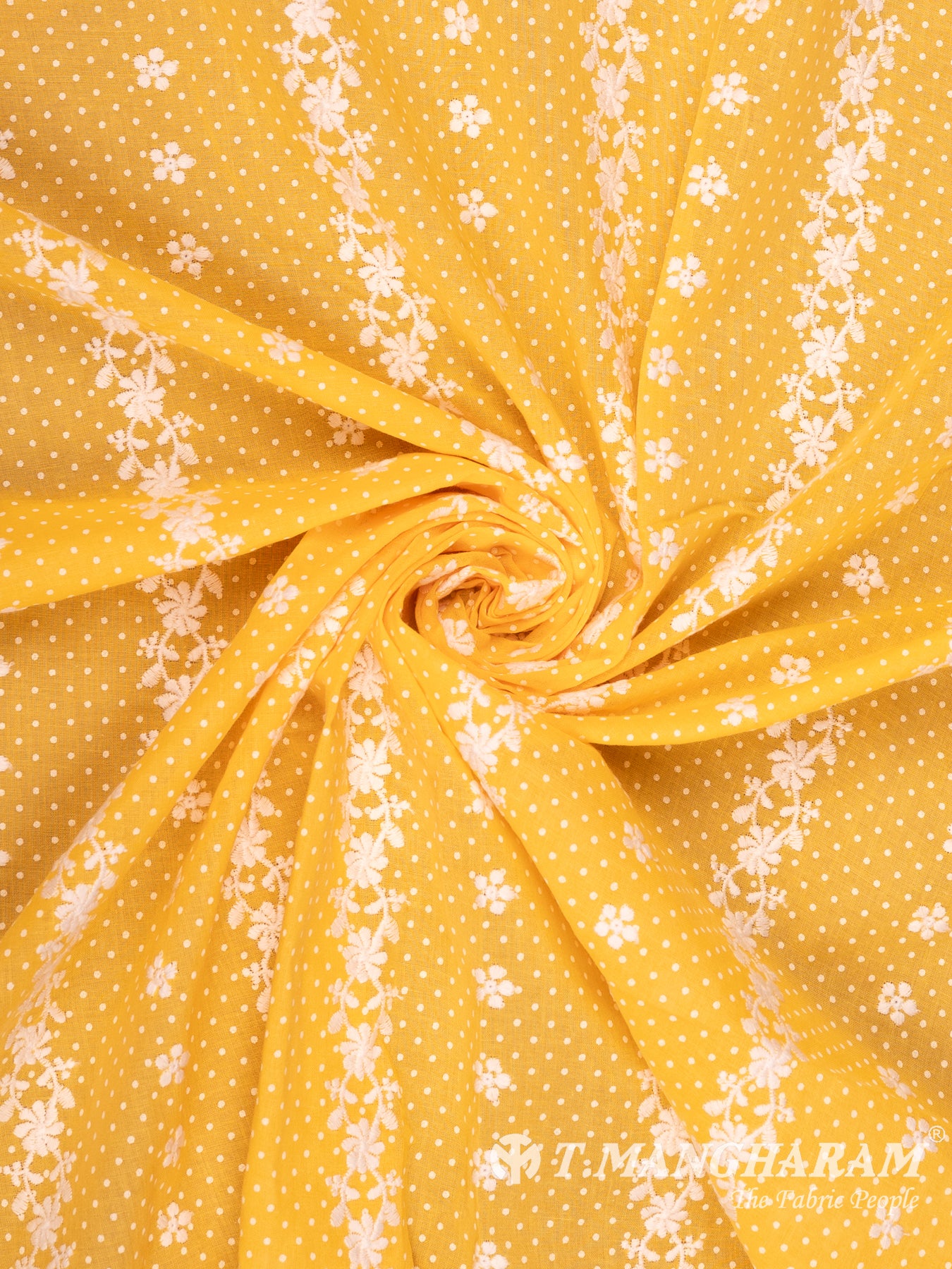 Yellow Cotton Embroidery Fabric - EC14909
